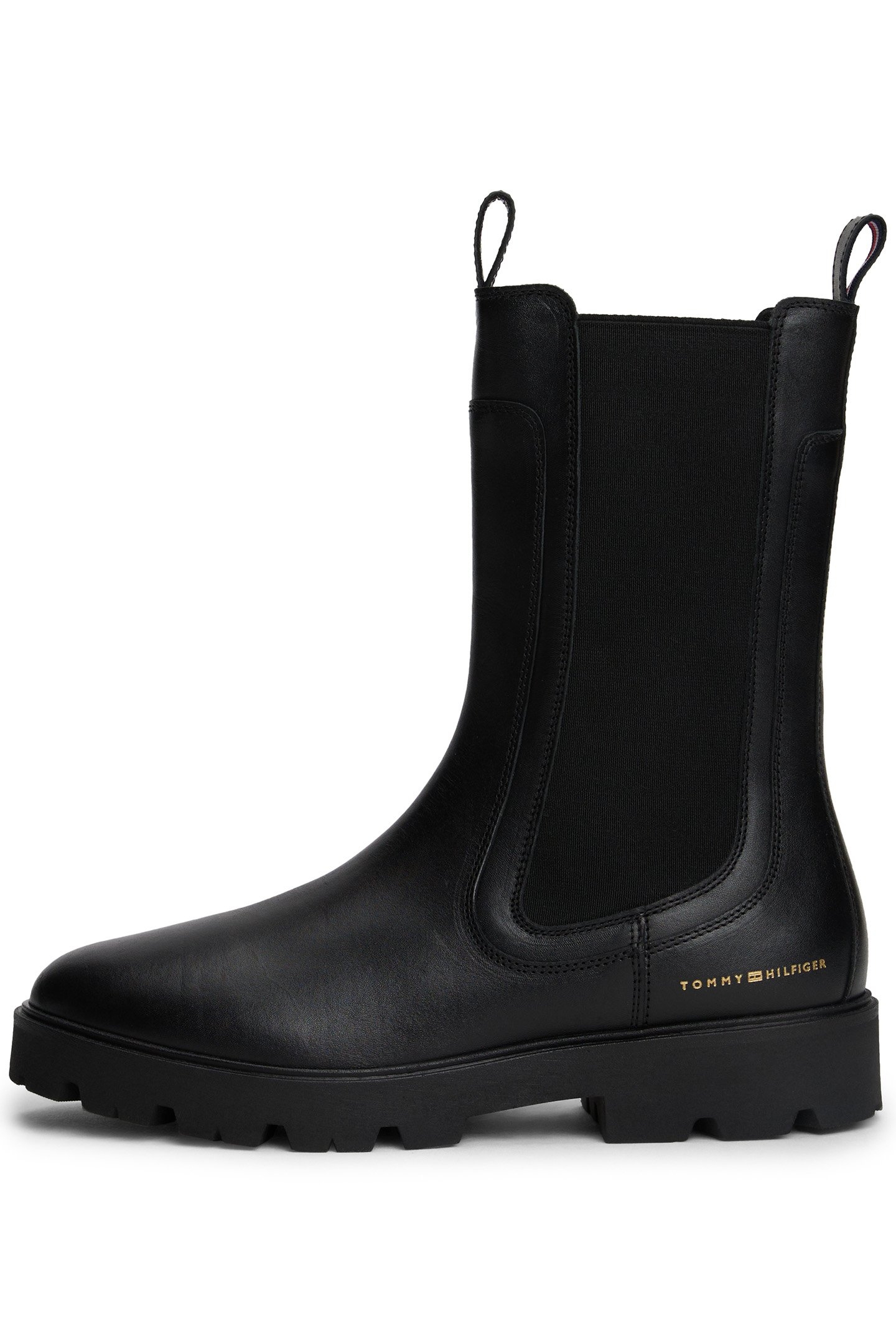 LEATHER CLEAT MID CHELSEA BOOTS BLACK 4