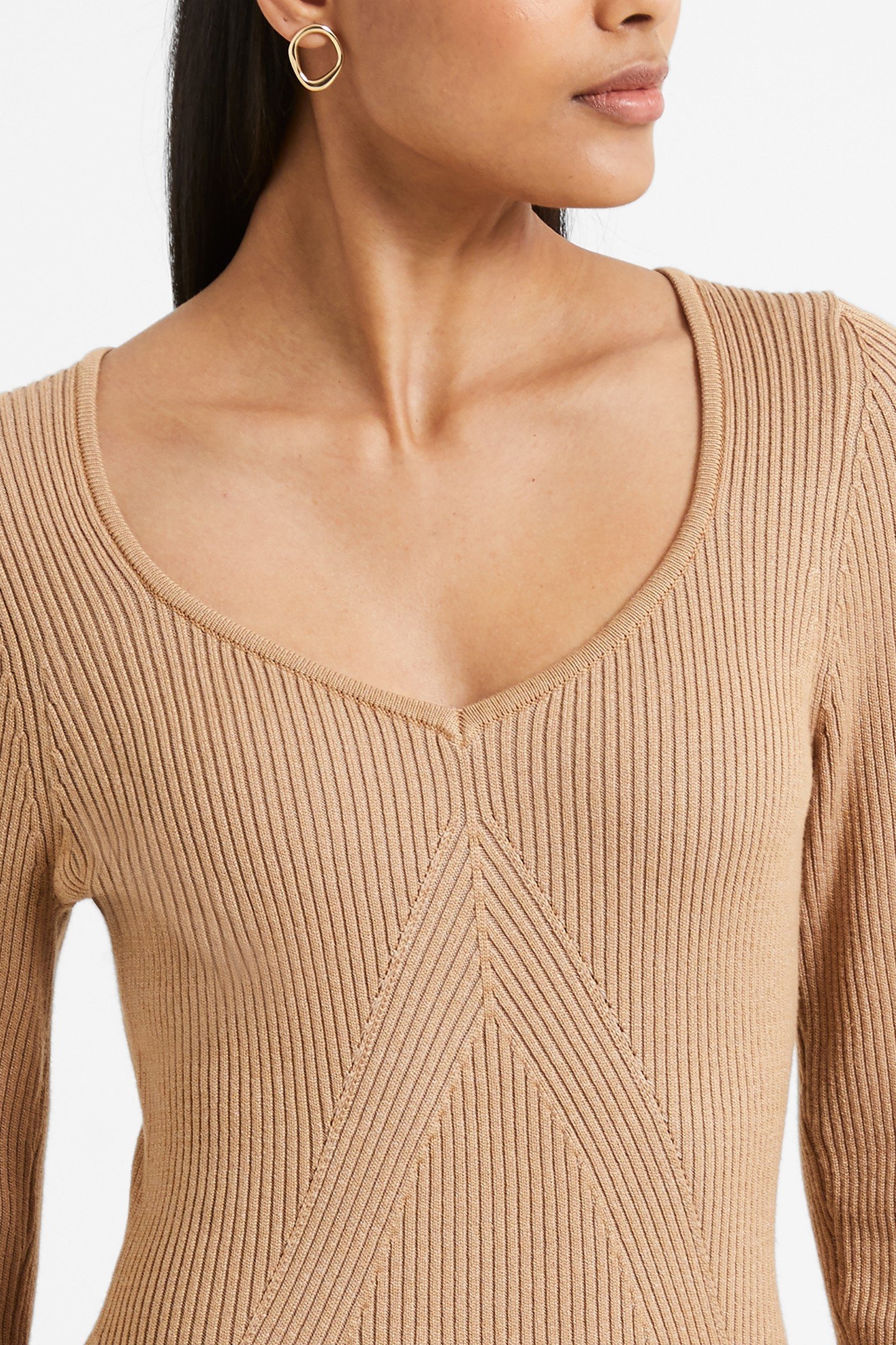 MARI KNIT DRESS LGT TOBACCO BROW MUL 4