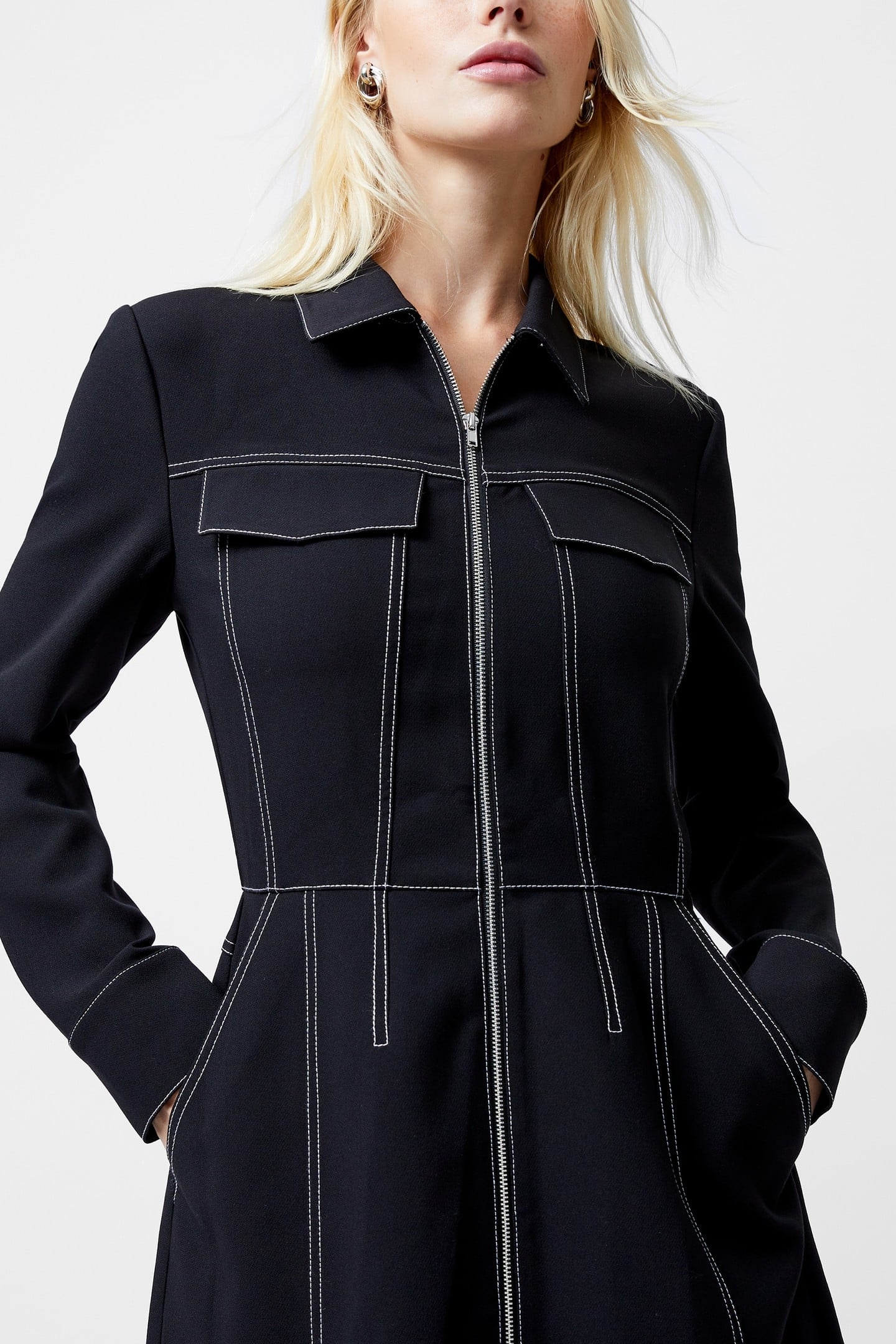 AZRA TWILL MINI DRESS UNLINED BLACK 7