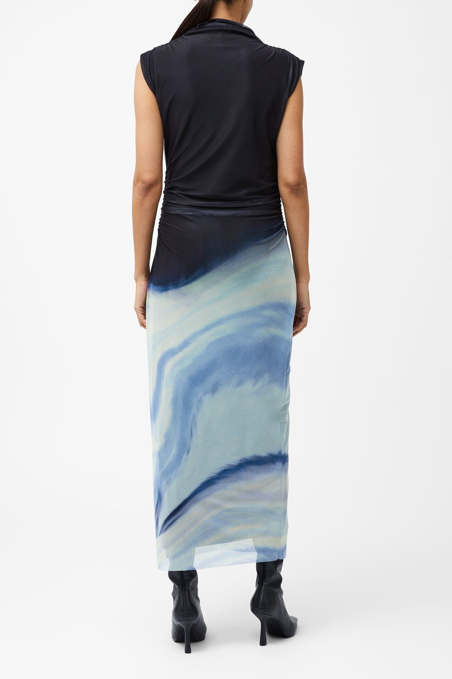 TONI WRAP NECK MIDI DRESS NAVY/SKY BLUE MULTI 4