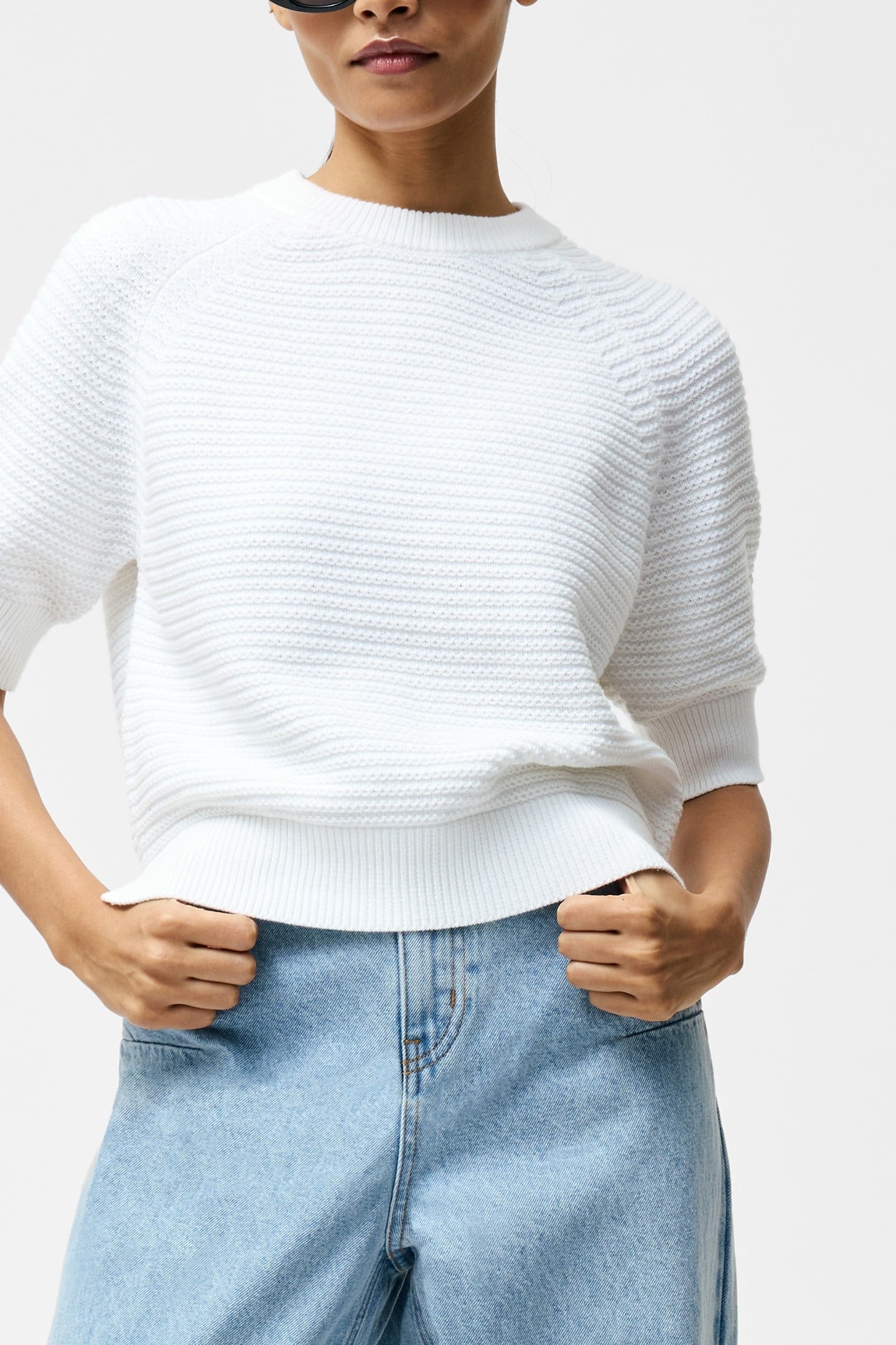 LILY SS HIGH NECK TOP LINEN WHITE 3