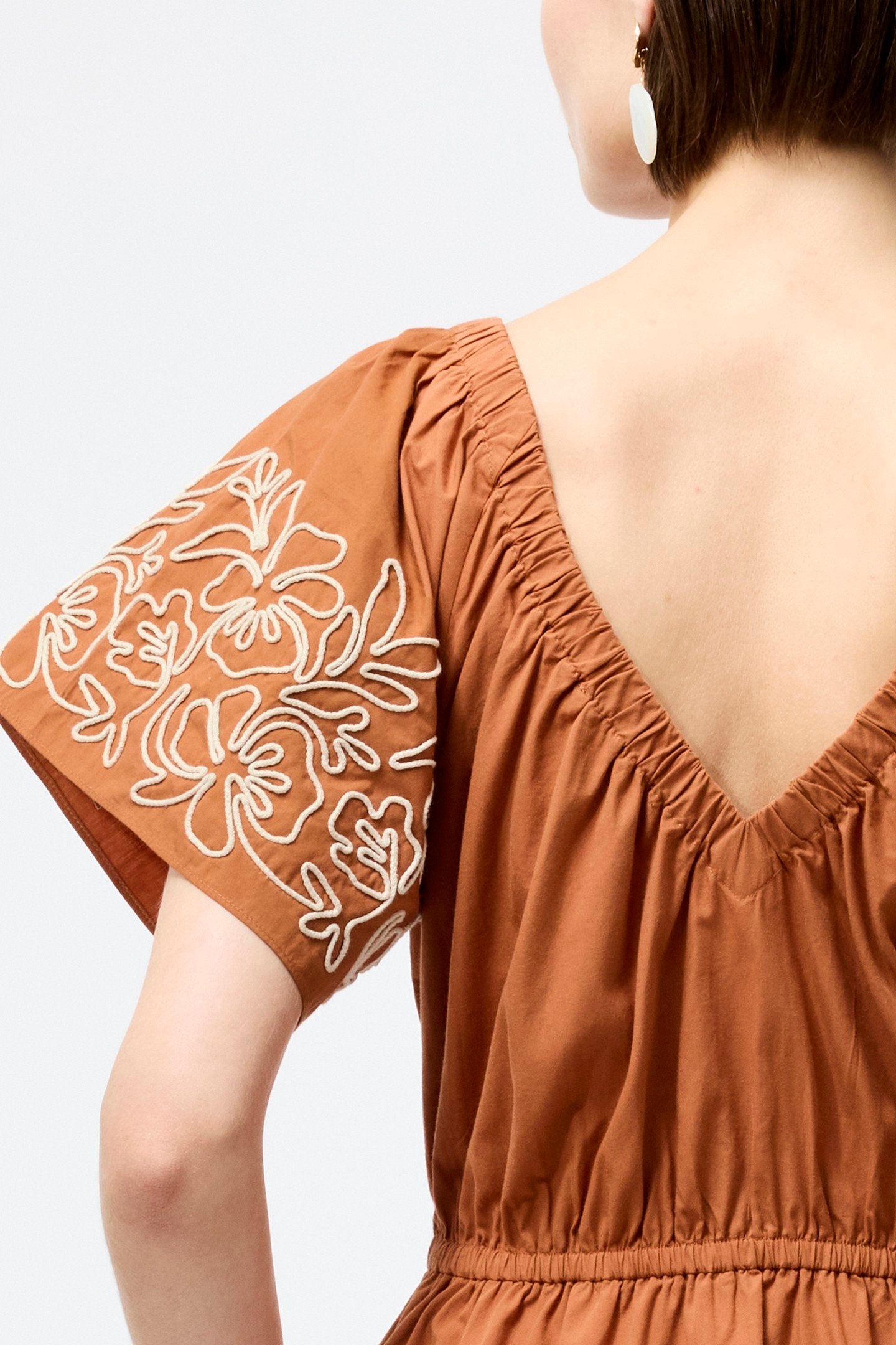 CAMBRIA COTTON EMBROIDERED DRS COFFEE BROWN 5