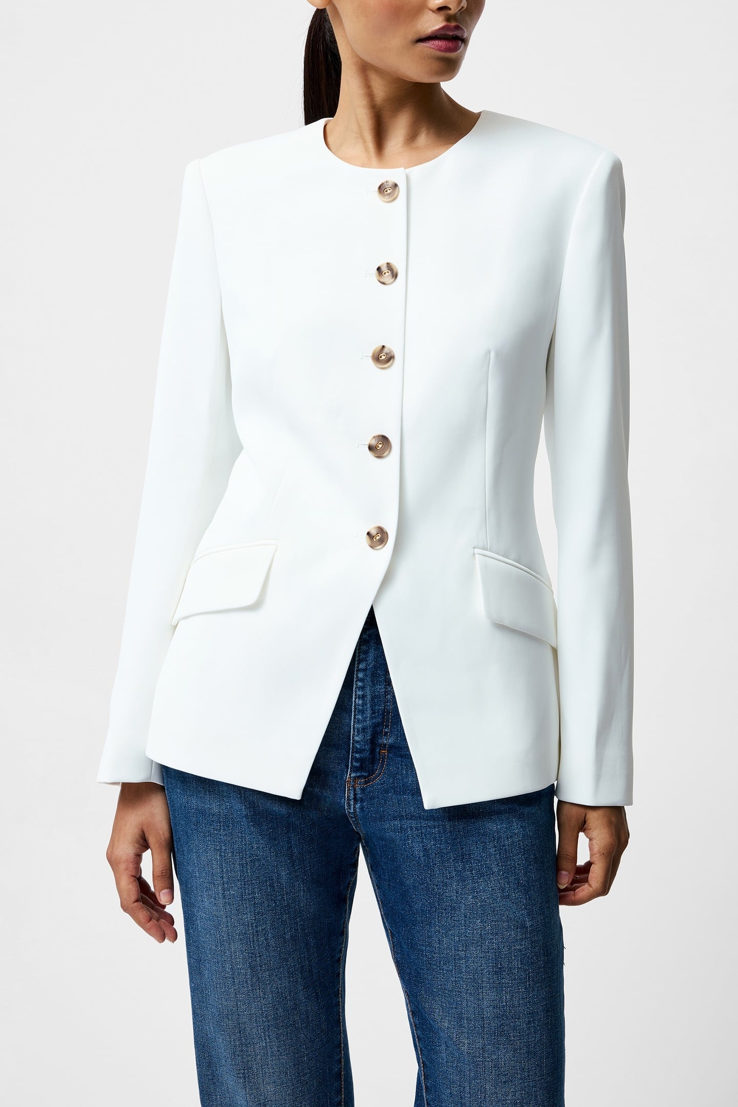 HARRIE COLLARLESS BLAZER SUMMER WHITE 2