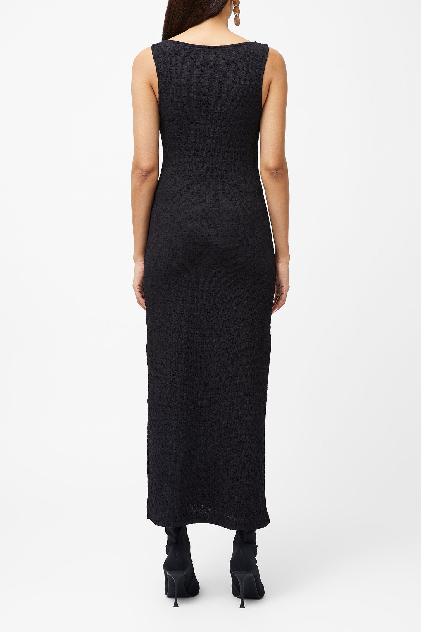 SADIE TEXTURED BOAT NK DRESS BLACKOUT 3