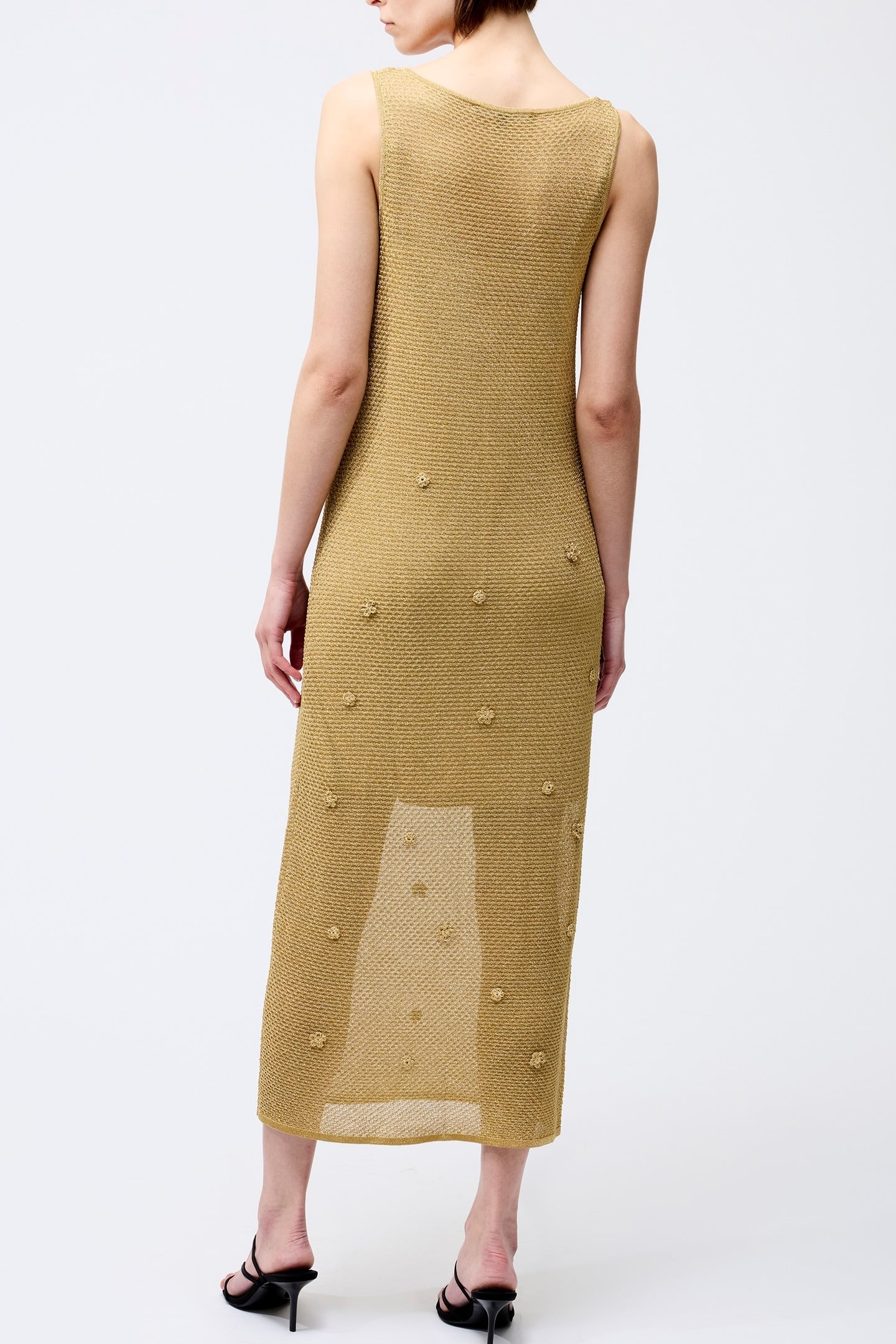 FLORAL APPLIQUE METALLIC DRESS GOLD 4