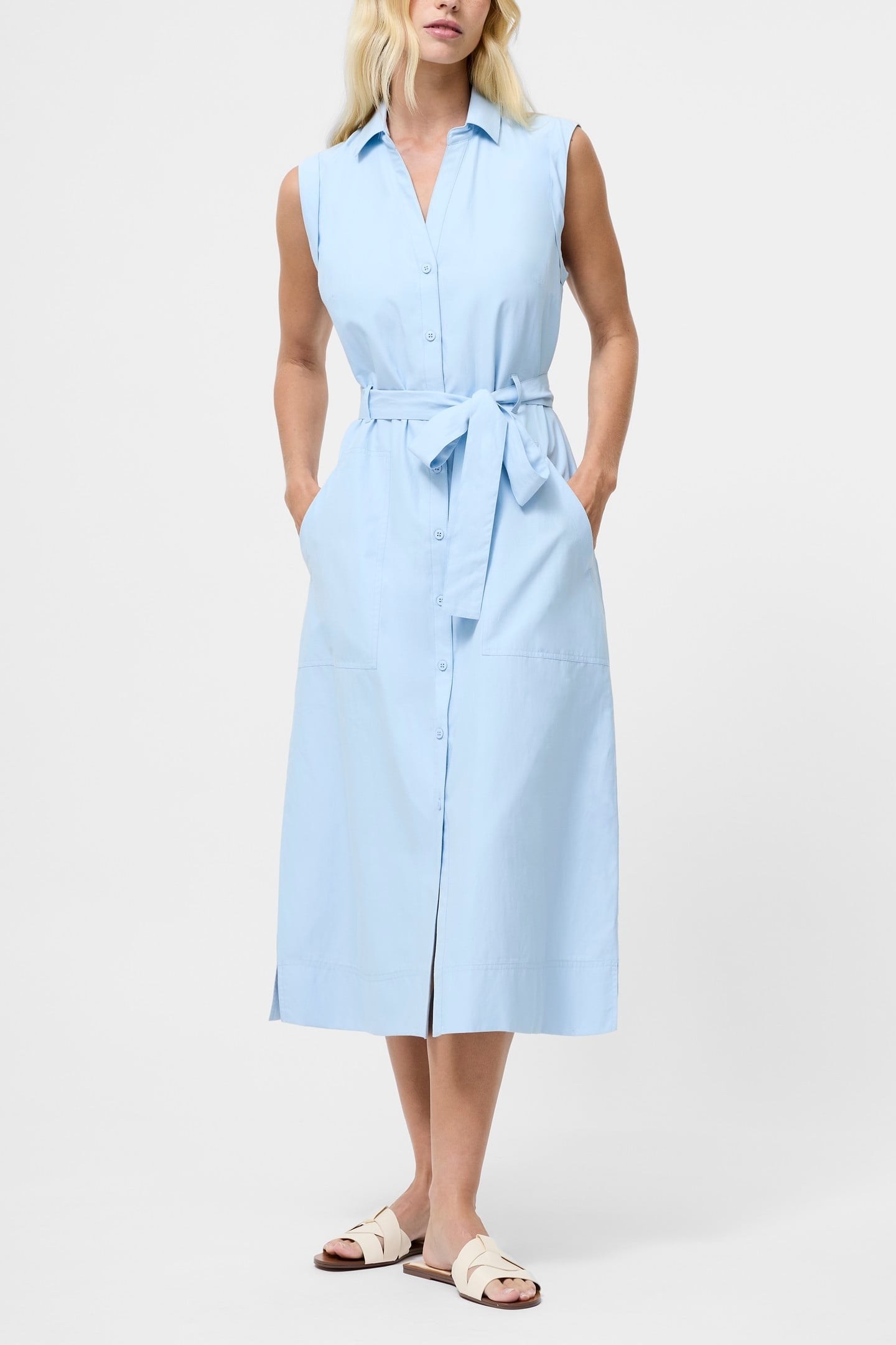 ERA POPLIN SLESS MIDAXI DRESS SKY BLUE 1