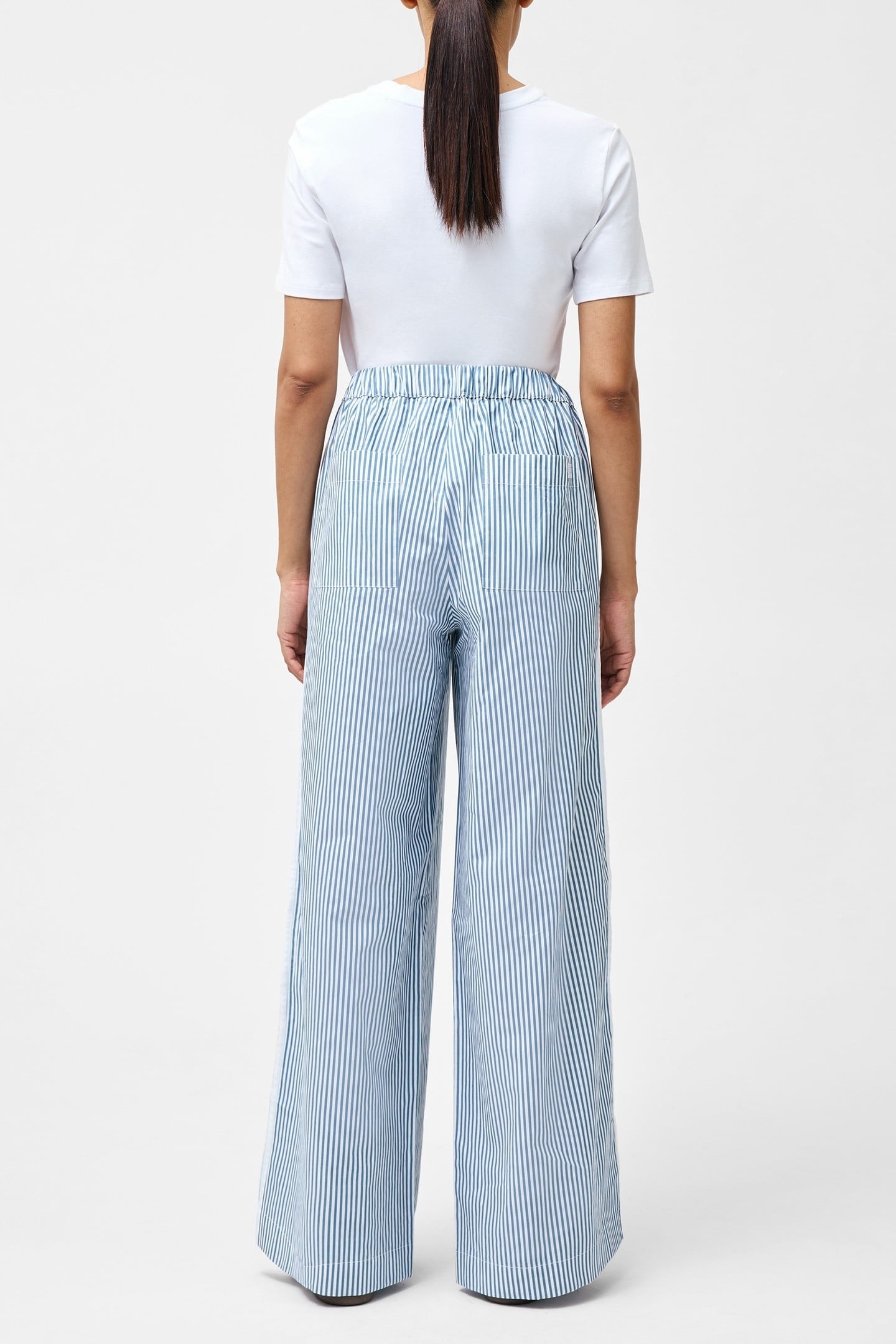 CAMBRIA COTTON STRIPED TROUSER LINEN WHITE/BLUE 2