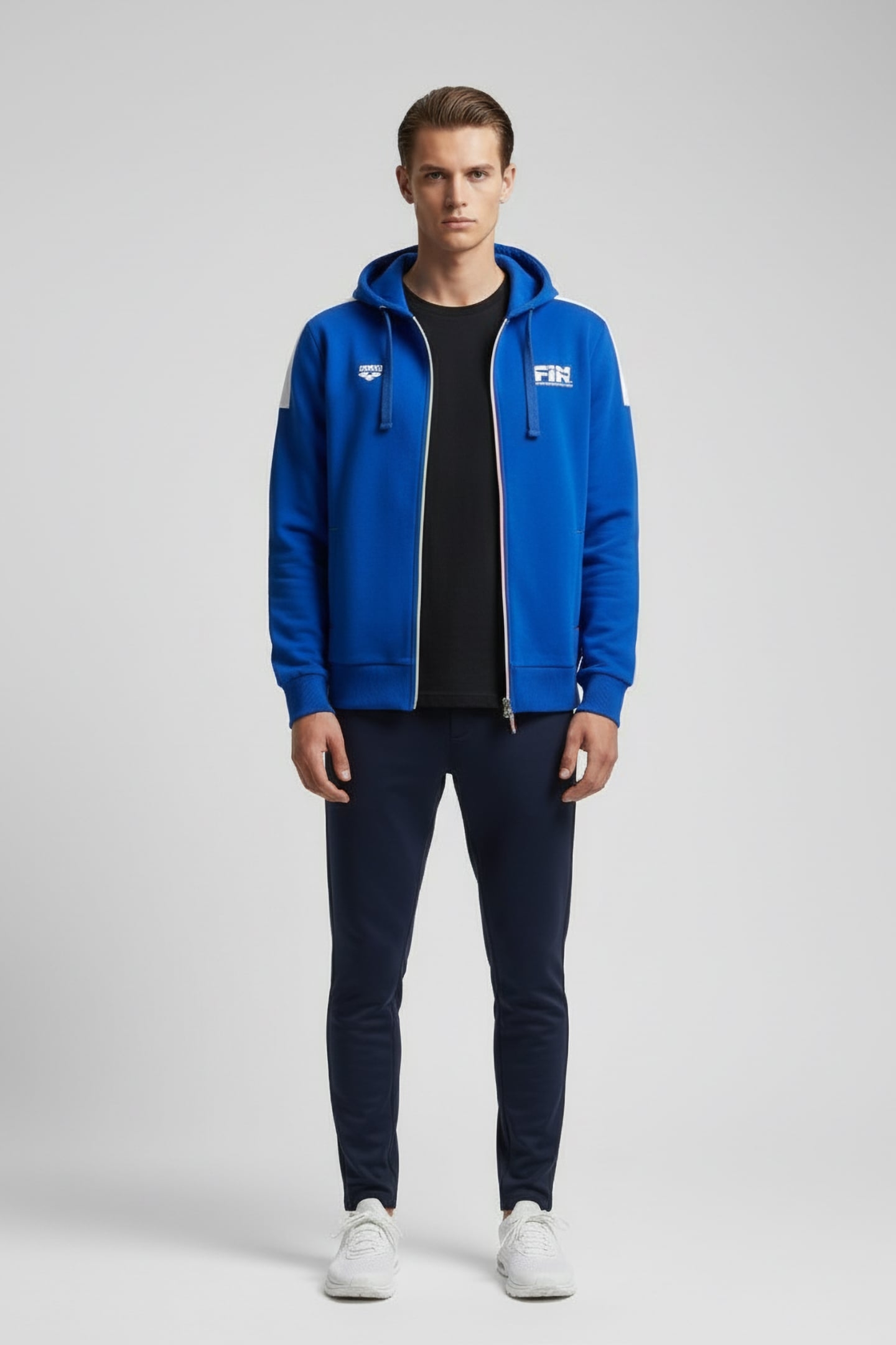 UNISEX HOODED F/Z JACKET FIN II ROYAL,WHITE 1