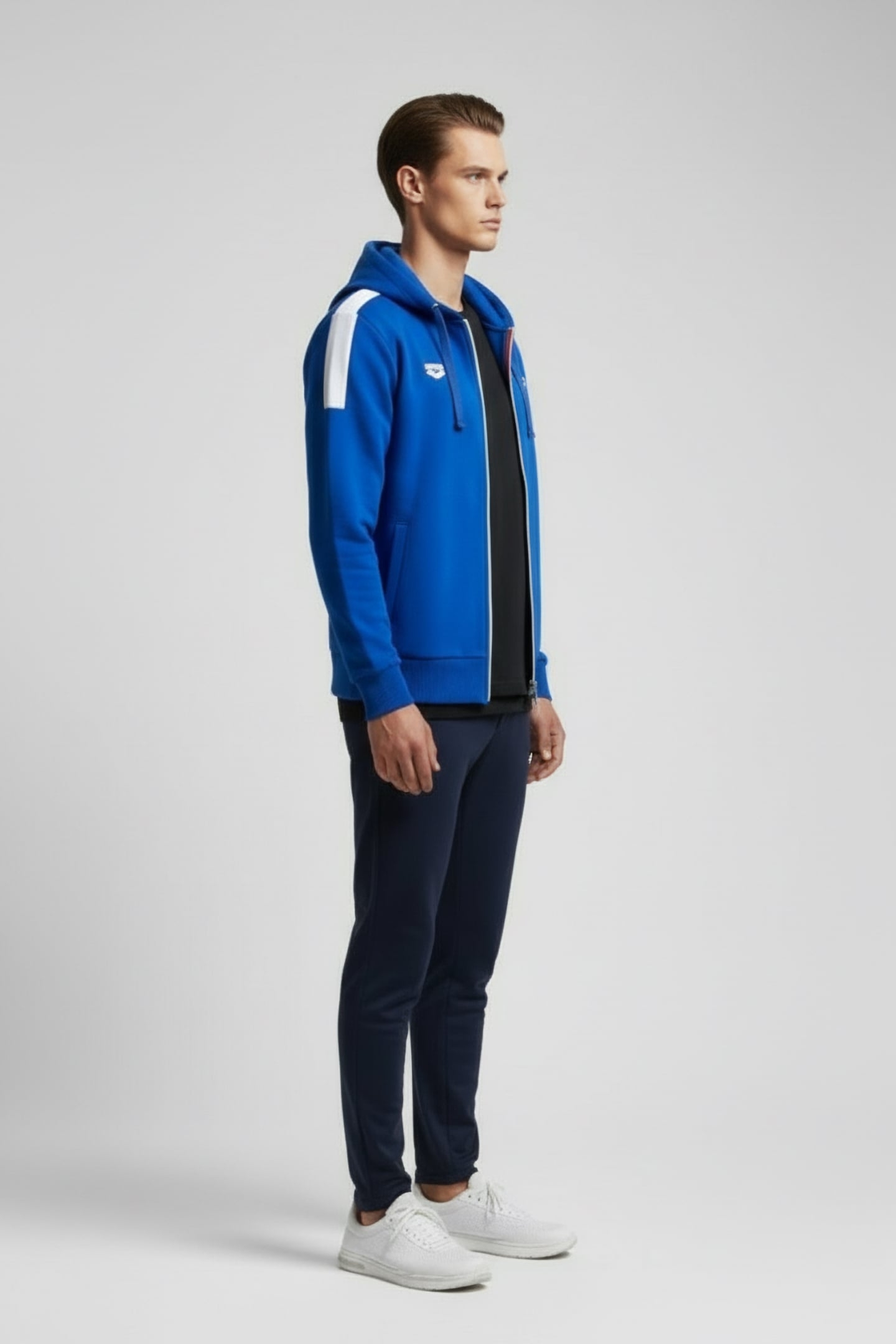 UNISEX HOODED F/Z JACKET FIN II ROYAL,WHITE 3