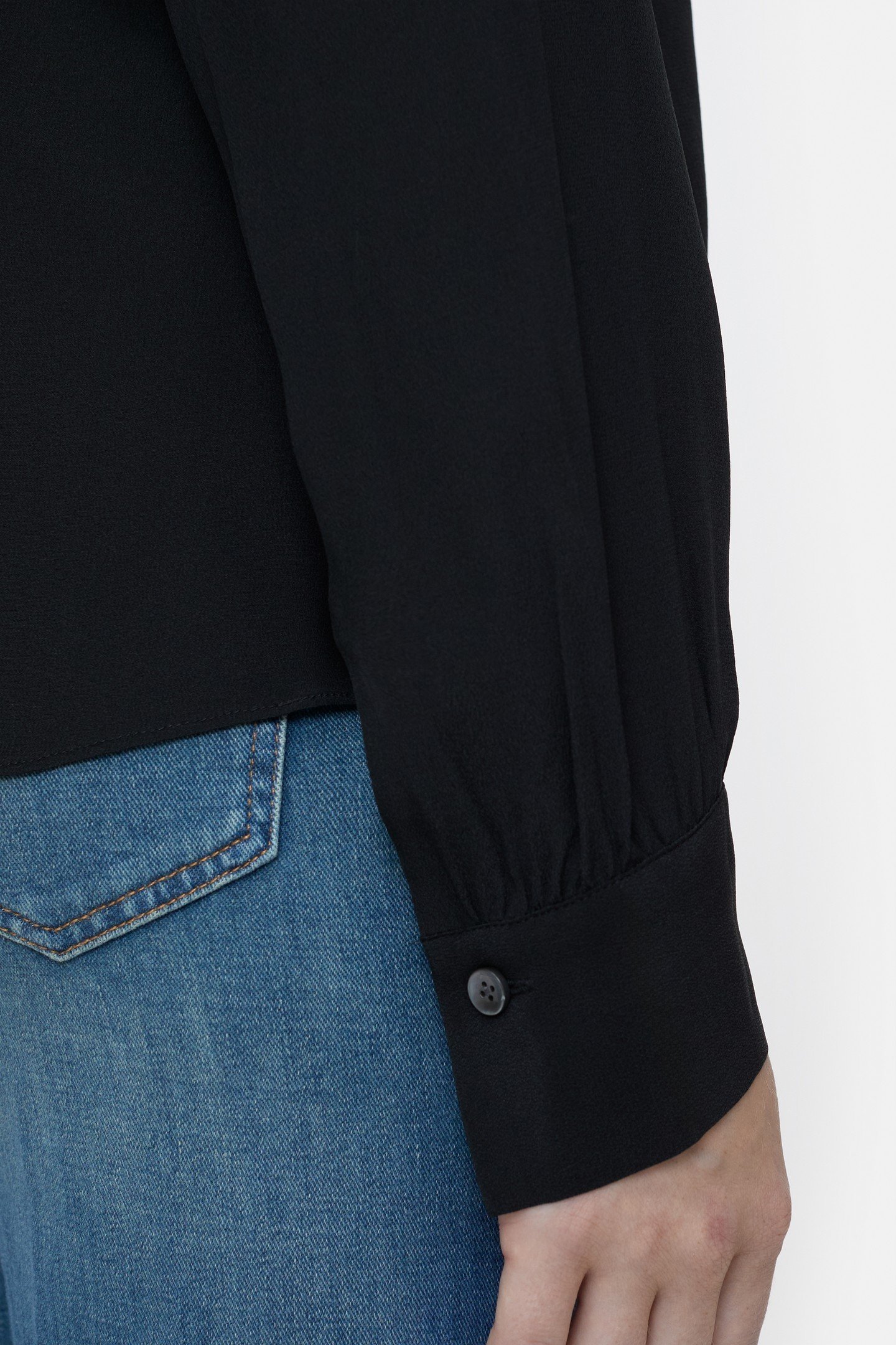 V-NECK BLOUSE SHIRT BLACK 5