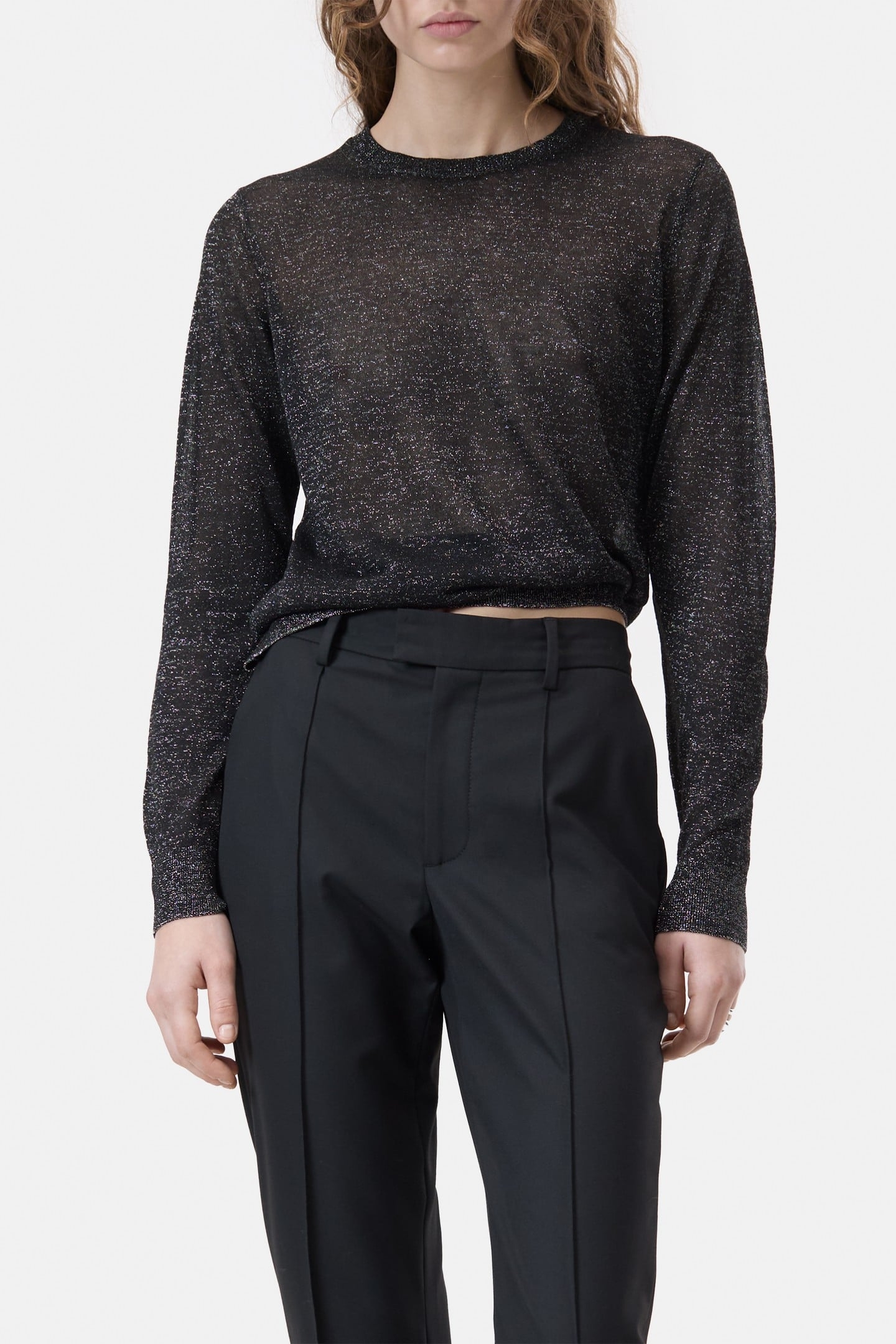 CREW NECK LONG SLEEVE KNITS PEARL BEIGE 1