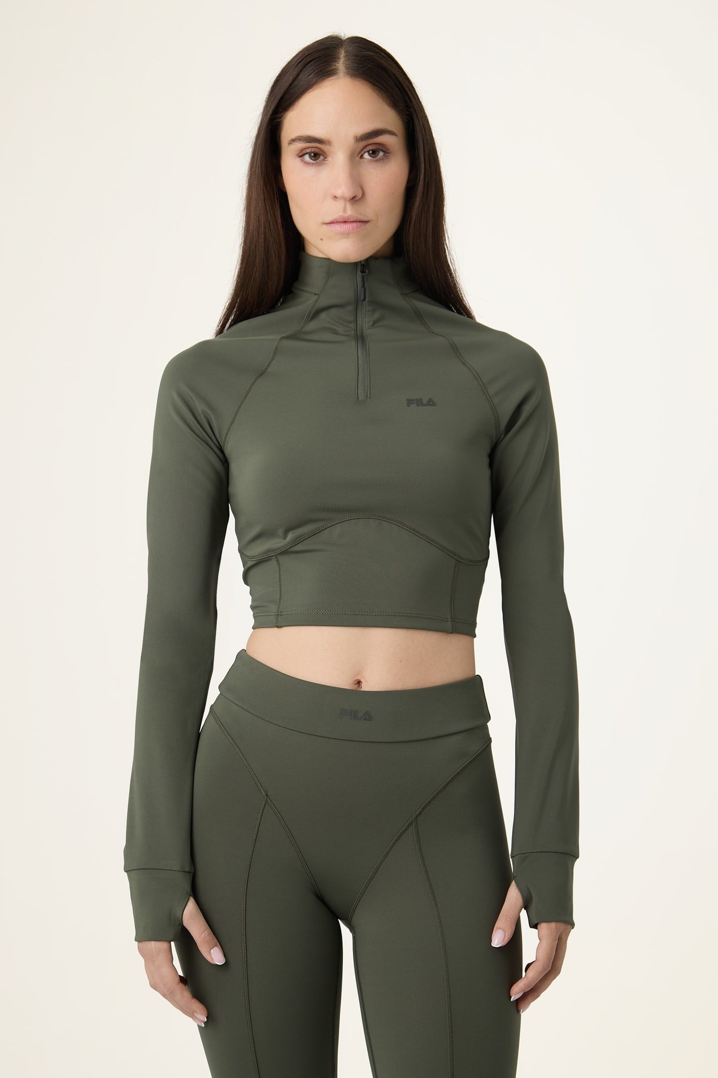 CORSICO SLIM CROPPED SCULPTURAL HALF-ZIP SHIRT DEEP DEPTHS 1