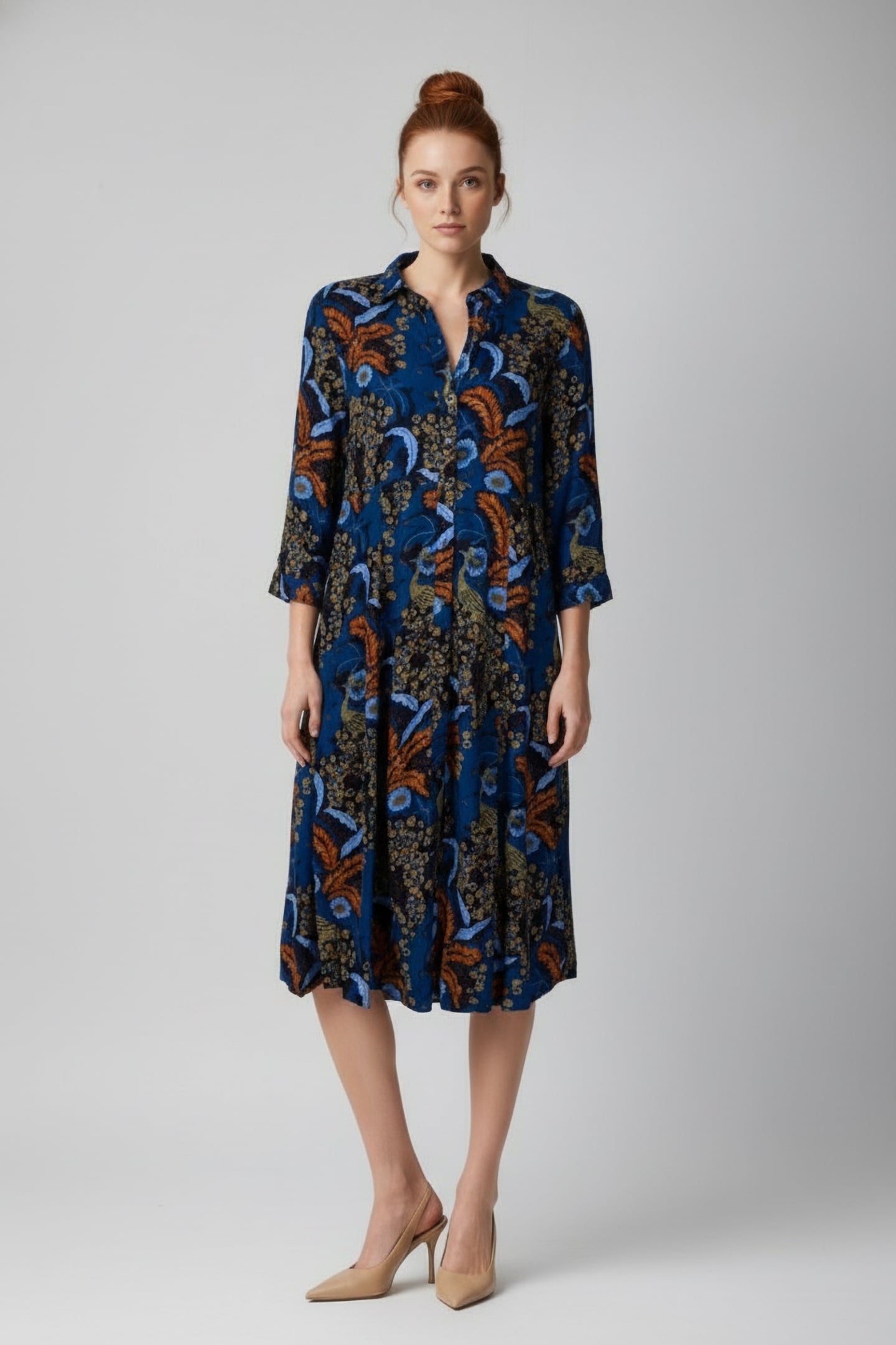 RUA PRINTED SHIRT DRESS BLUE PRINT 1