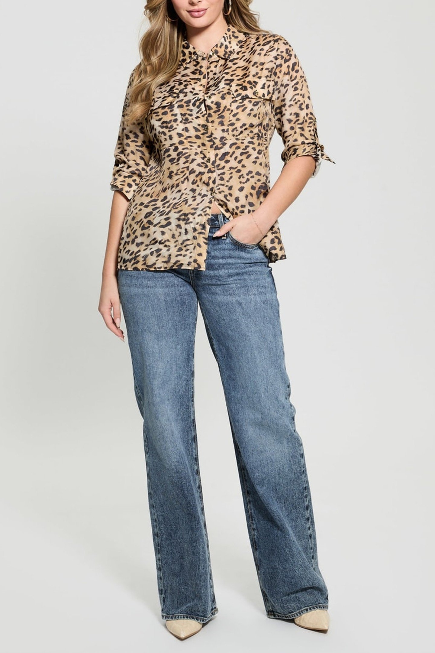 GUESS ECO ENORA EQUIPMENT SHIR CHEETAH SKIN PRINT 2