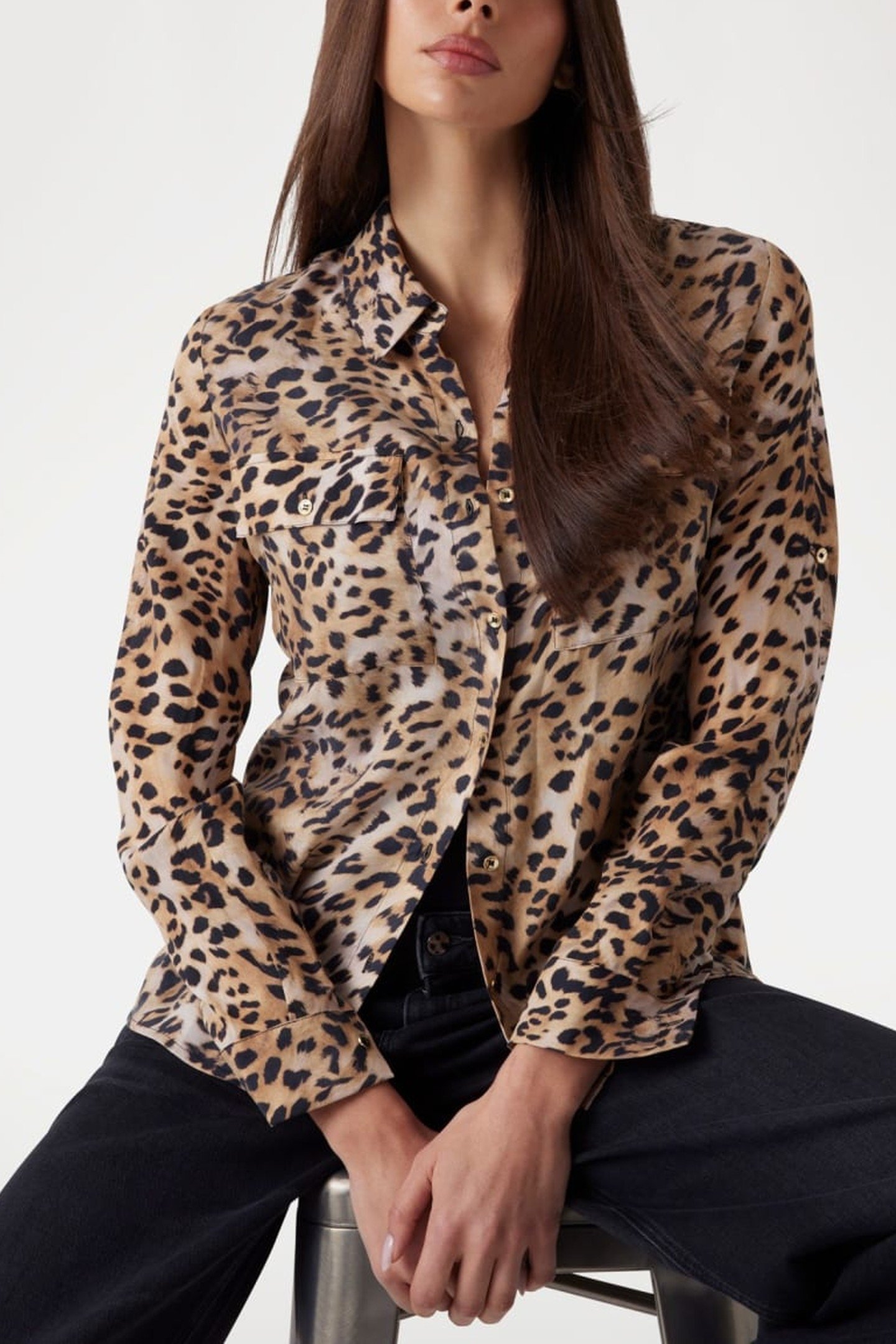 GUESS ECO ENORA EQUIPMENT SHIR CHEETAH SKIN PRINT 5