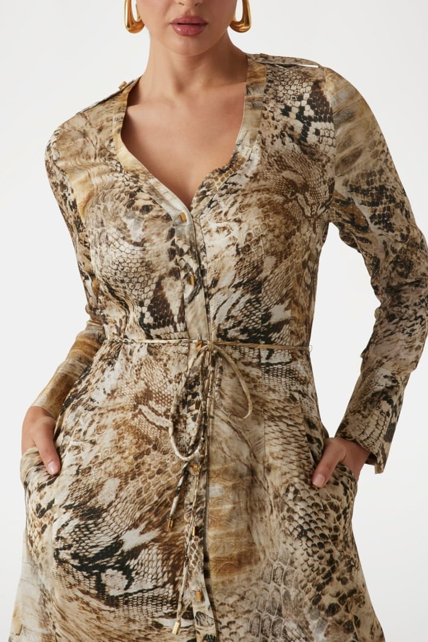 MARCIANO BY GUESS GISELLE LS LONG DRES JUMBLE SKIN PRINT 8