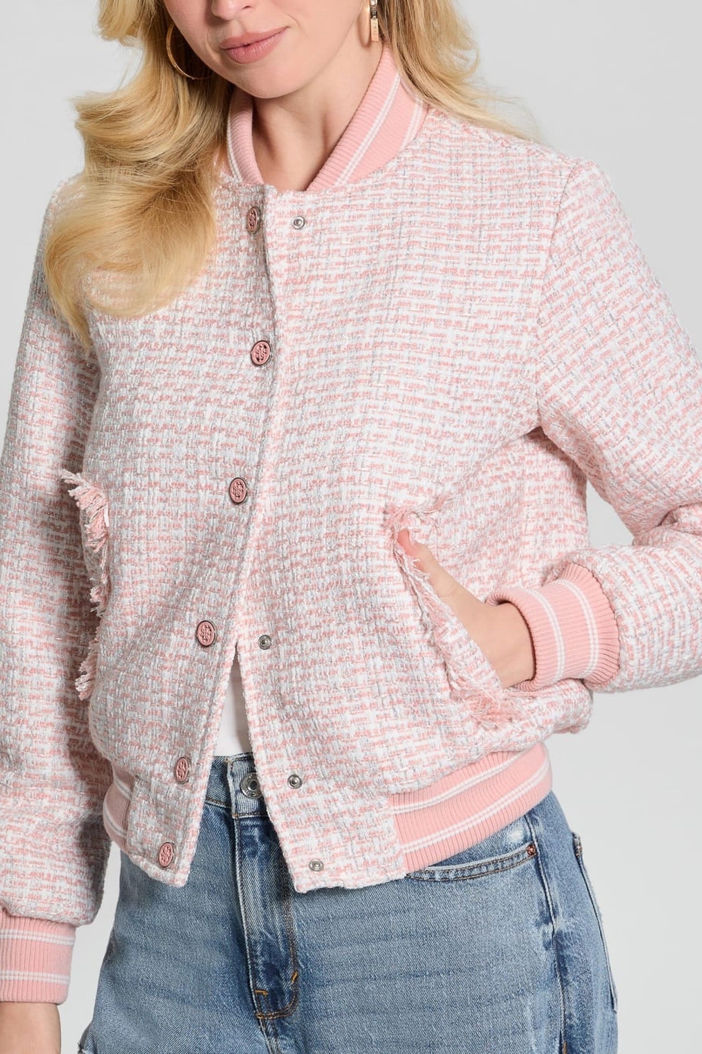 GUESS ECO NEW GLORIA TWEED BOM LOW KEY PINK MULTI 5