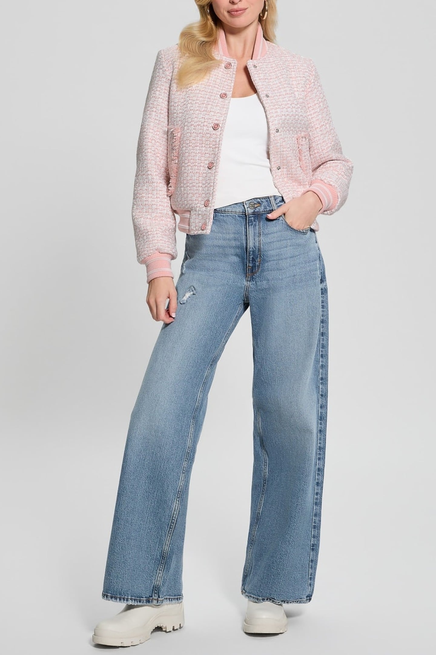 GUESS ECO NEW GLORIA TWEED BOM LOW KEY PINK MULTI 6