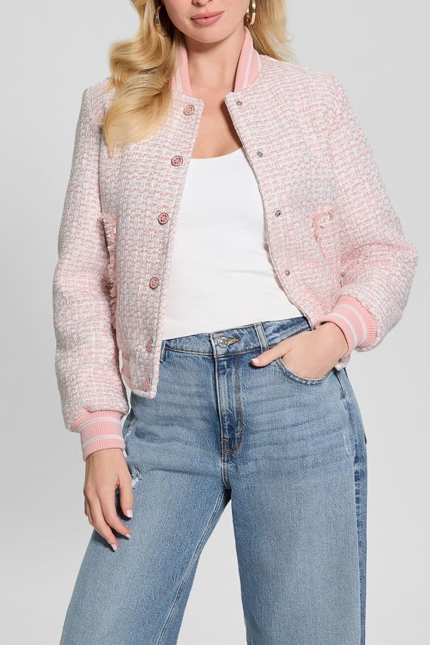 GUESS ECO NEW GLORIA TWEED BOM LOW KEY PINK MULTI 7