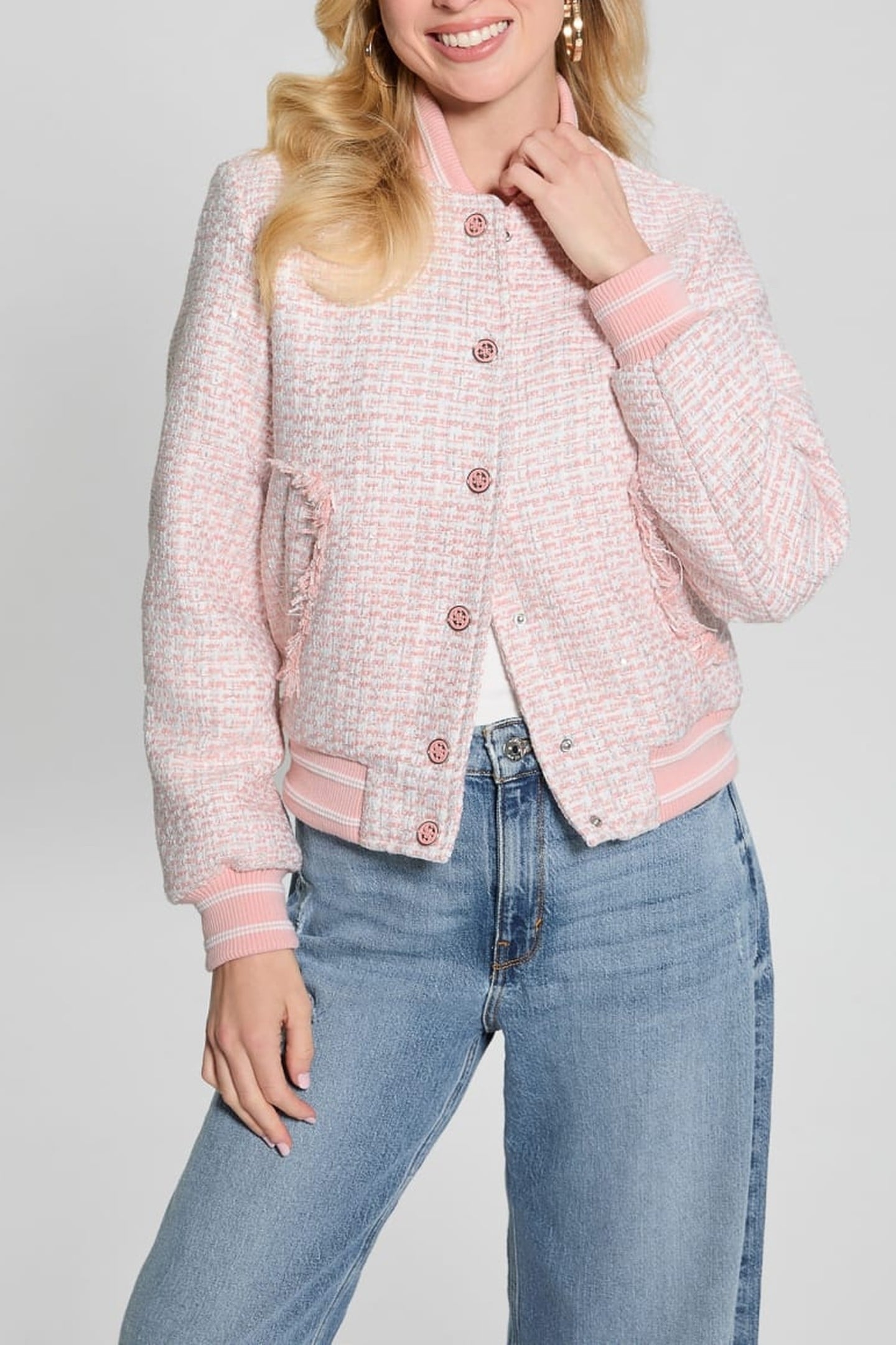 GUESS ECO NEW GLORIA TWEED BOM LOW KEY PINK MULTI 8