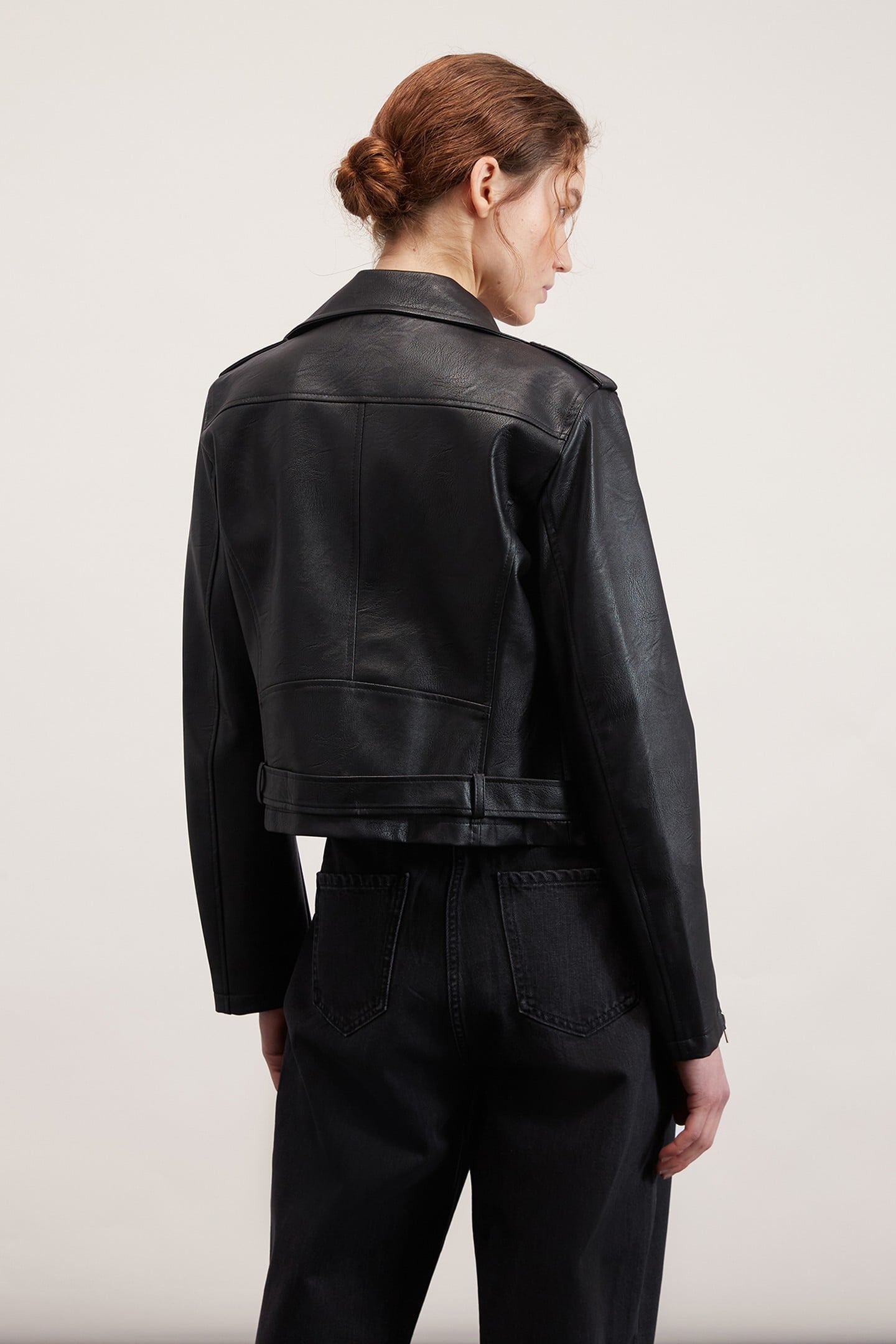 LEATHER-EFFECT BIKER JACKET BLACK 2