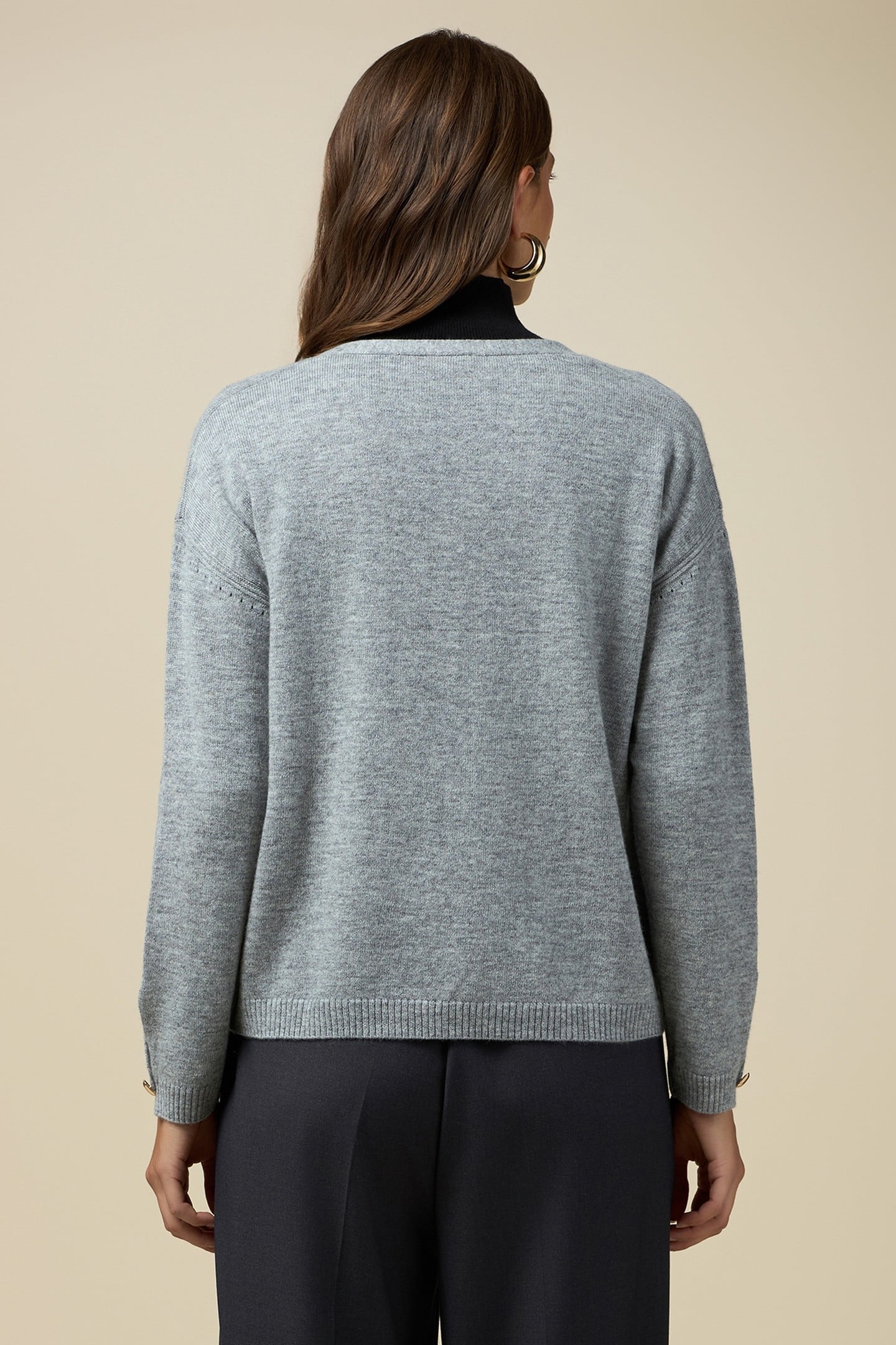 CASHMERE BLEND CARDIGAN WITH SQUARE BUTTONS GREY 2