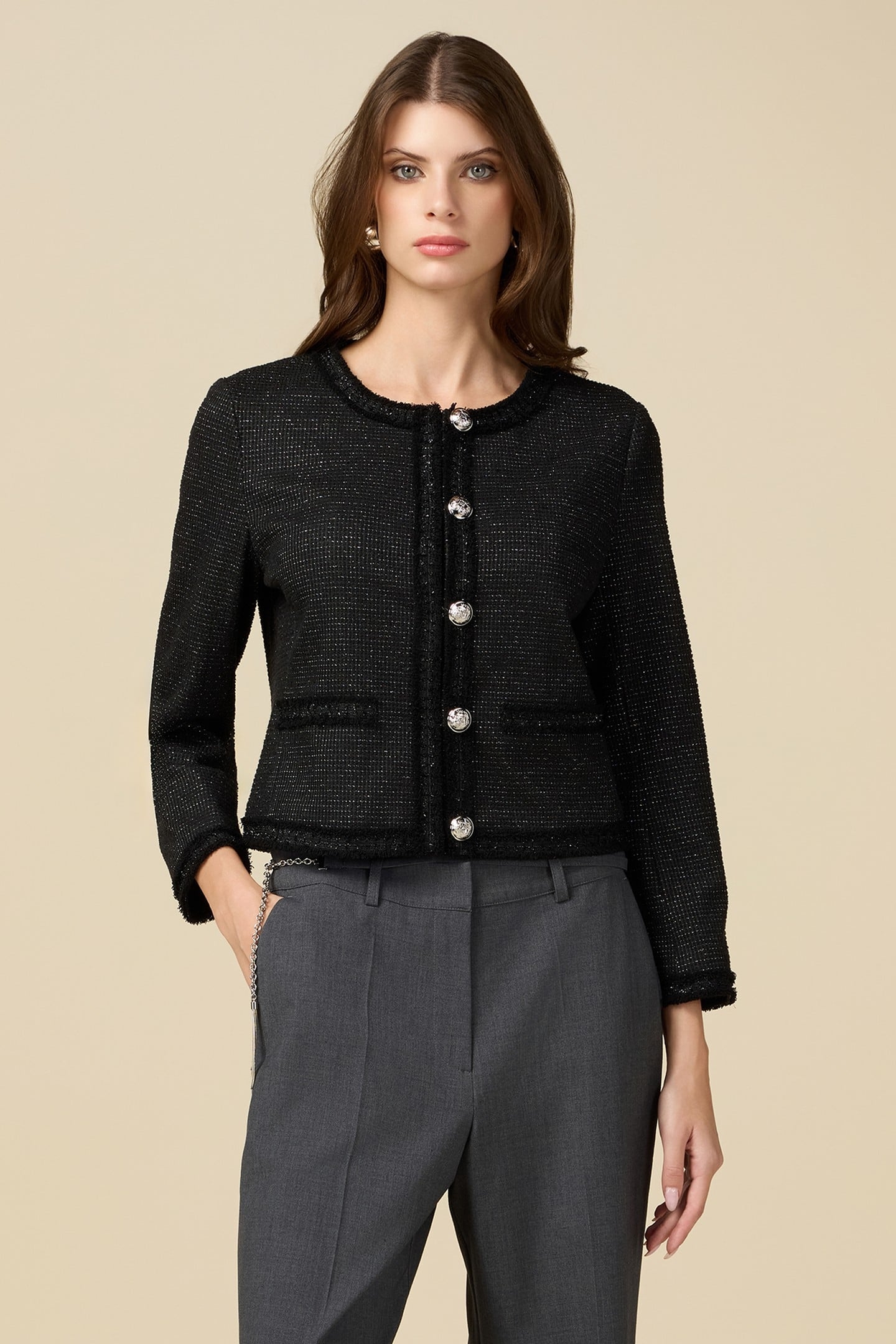 SHORT TWEED JACKET BLACK 1