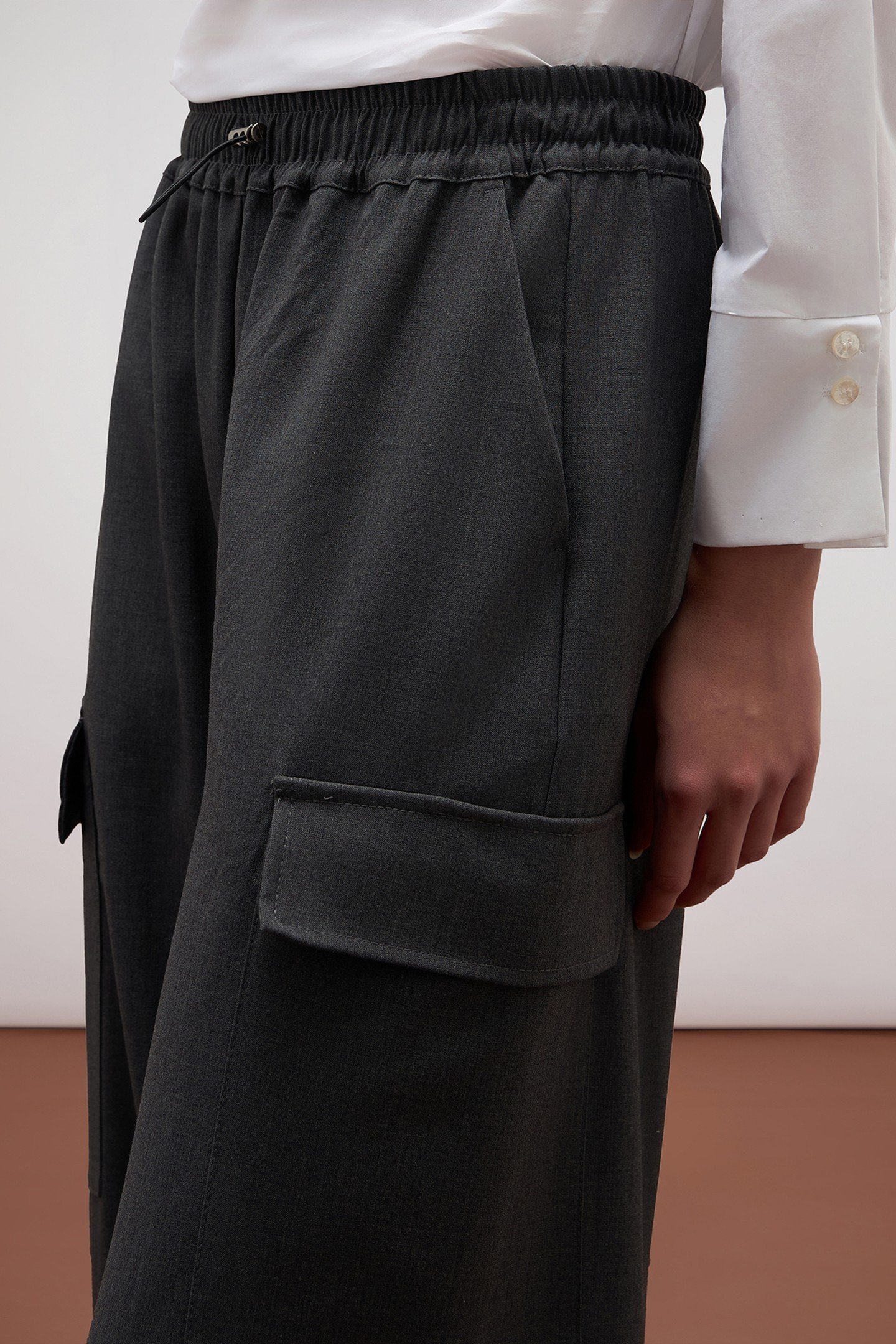 FLANNEL CARGO TROUSERS GREY 4