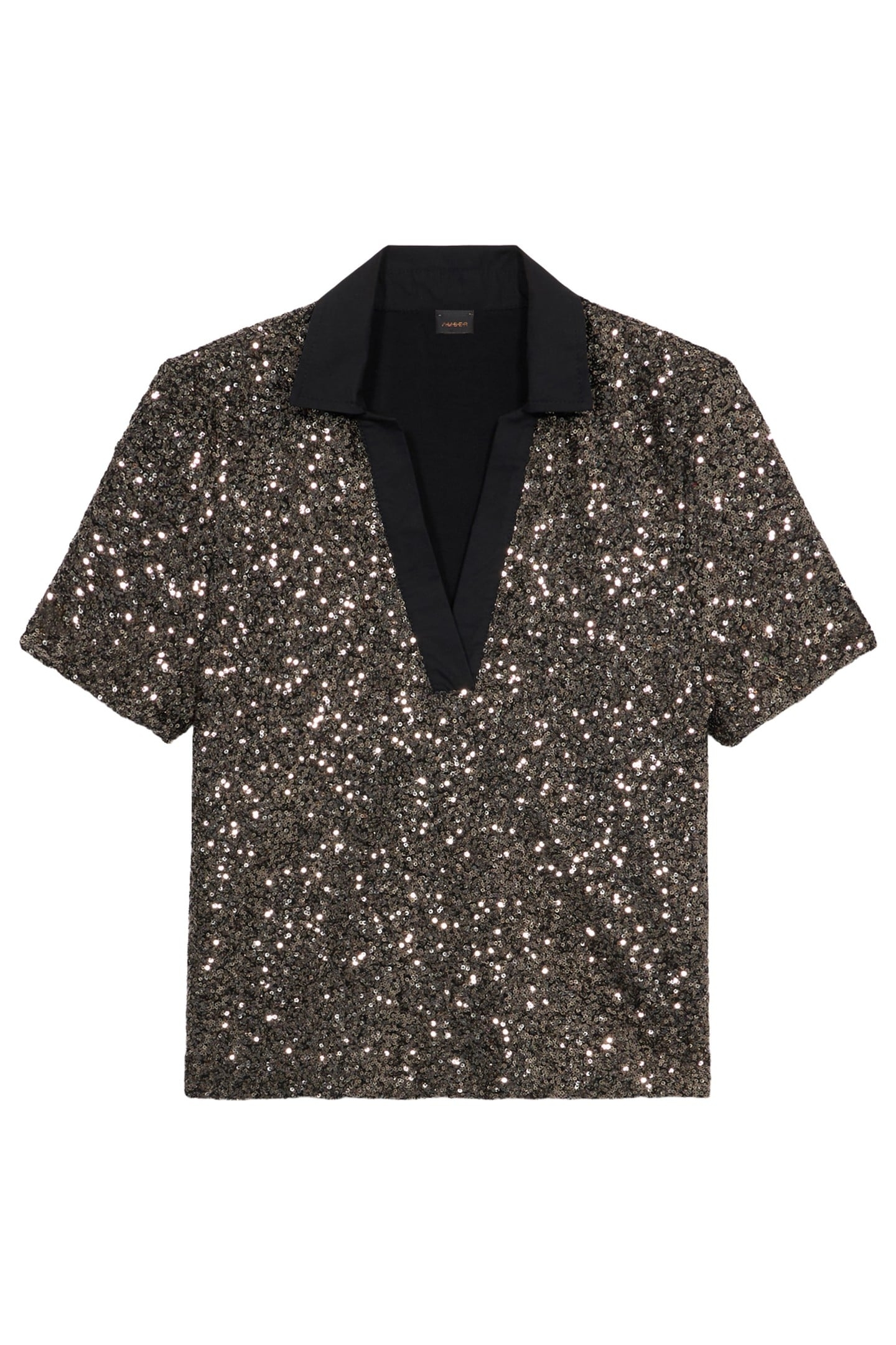 FULL SEQUINED POLO SHIRT GREY 3