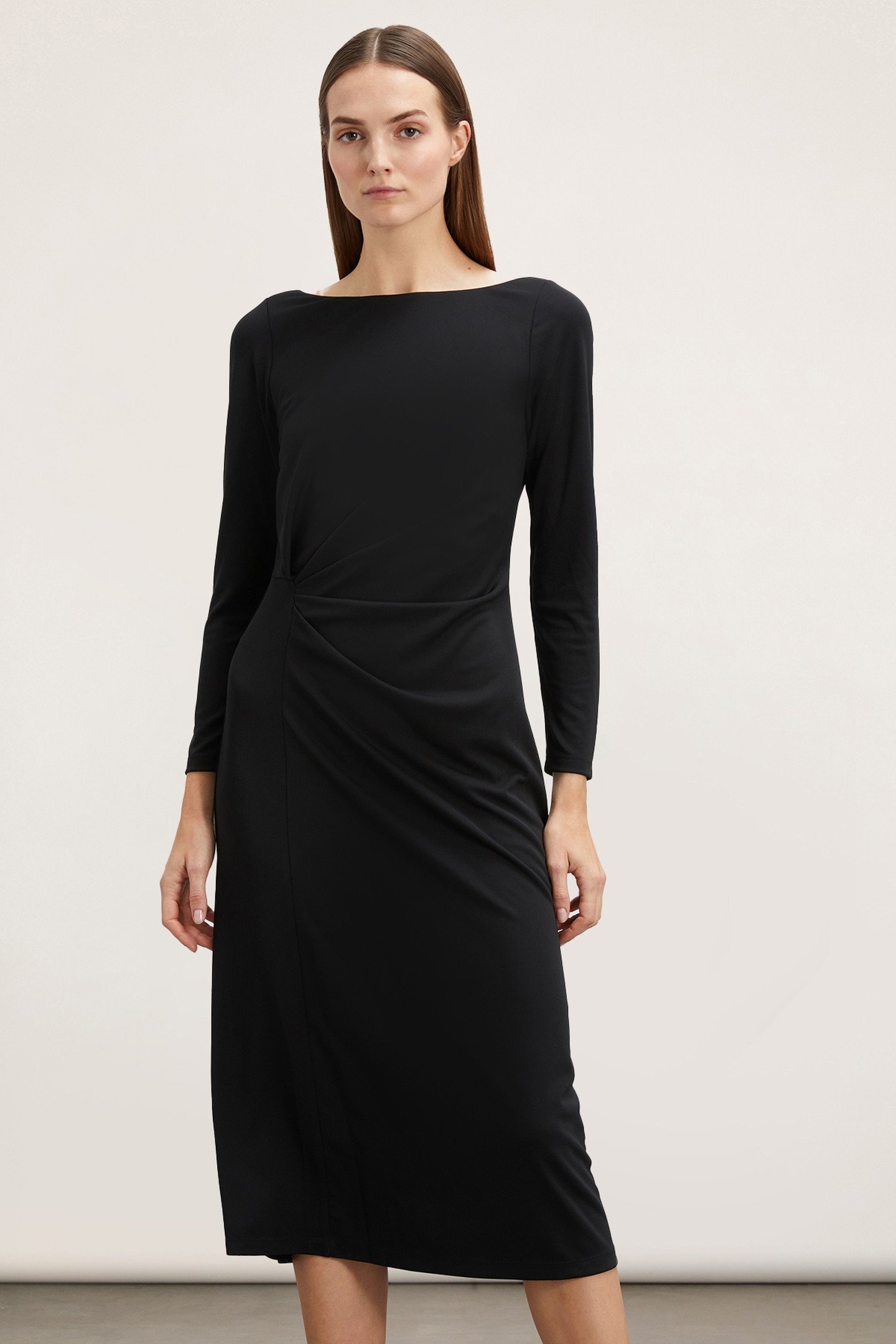 DRAPED JERSEY DRESS BLACK 1