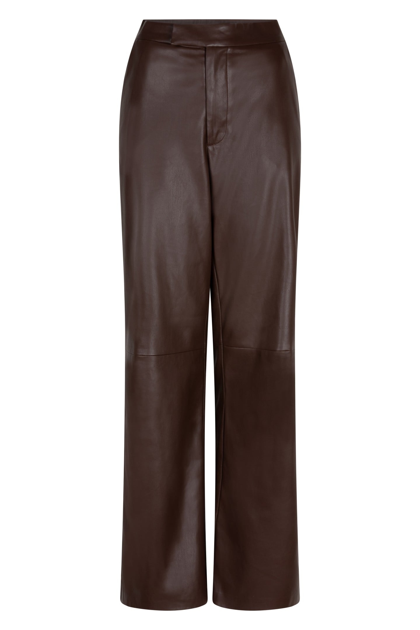 TROUSERS WIDE VEGAN LEATHER CHOCOLATE 5