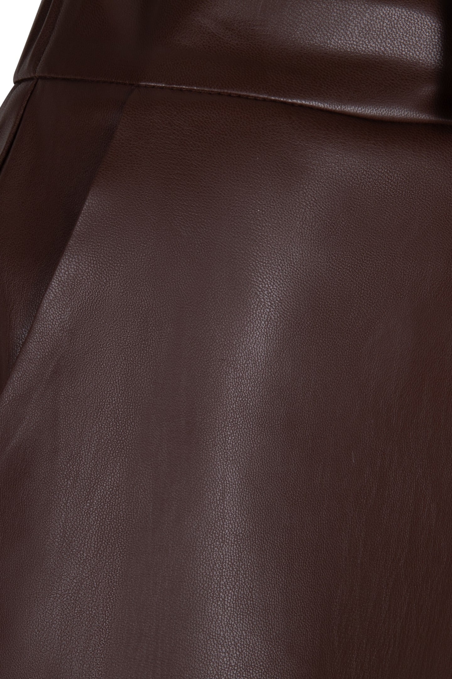 TROUSERS WIDE VEGAN LEATHER CHOCOLATE 7