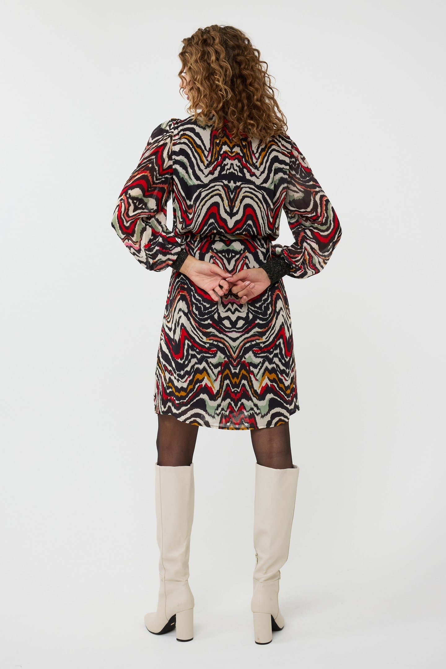 DRESS LUREX CUFF WAVES PRINT 3