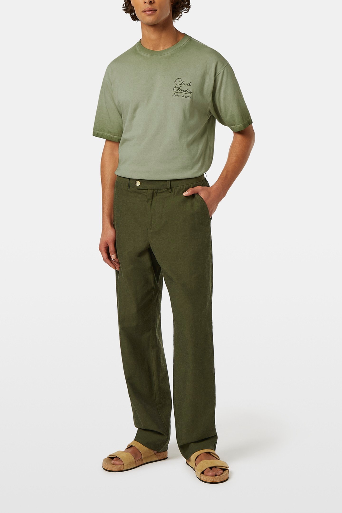OTIS - LINEN-BLEND CHINO ARMY MELANGE 1