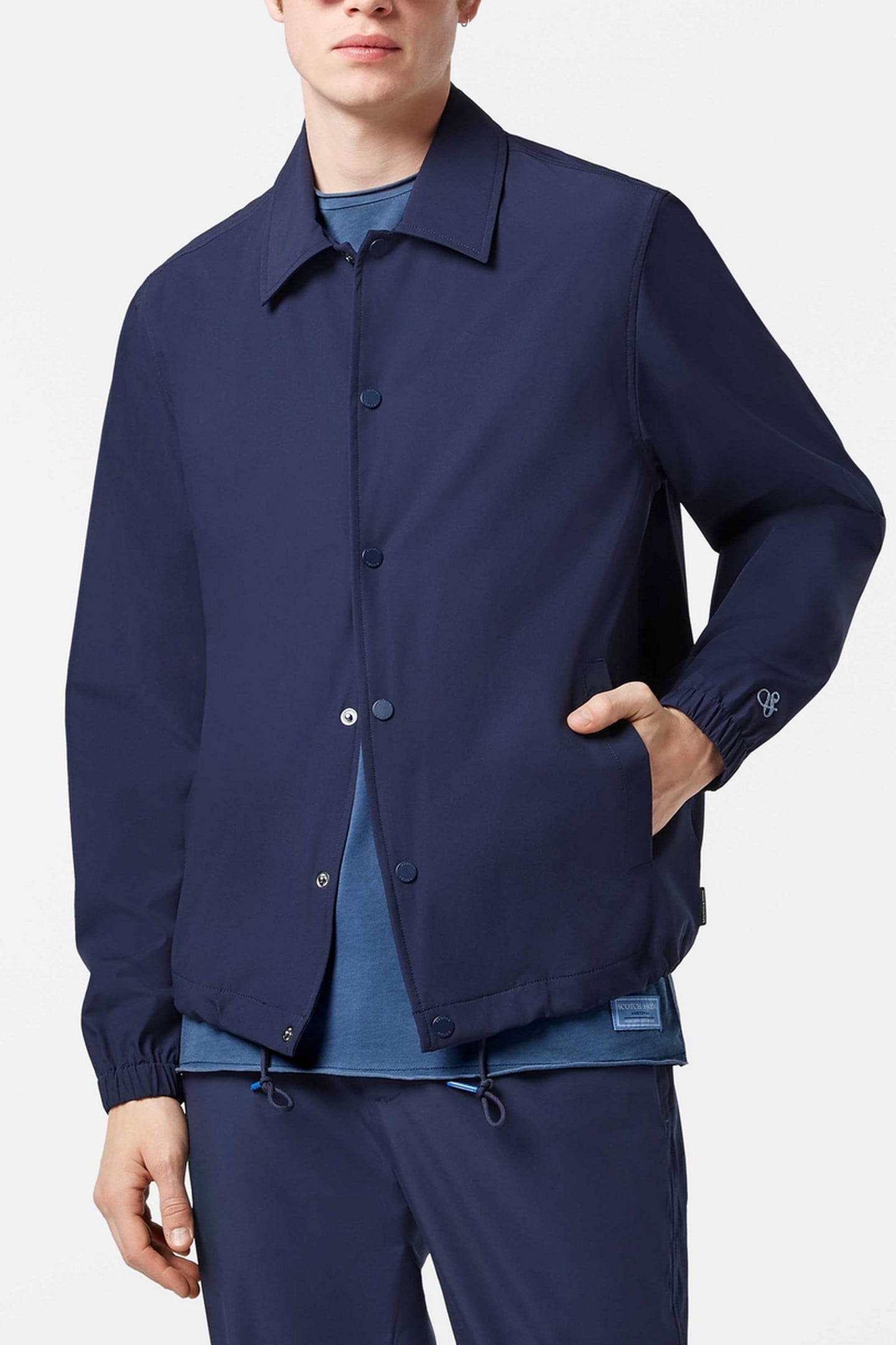 STRETCH NYLON-BLEND COACH JACKET NAVY 2