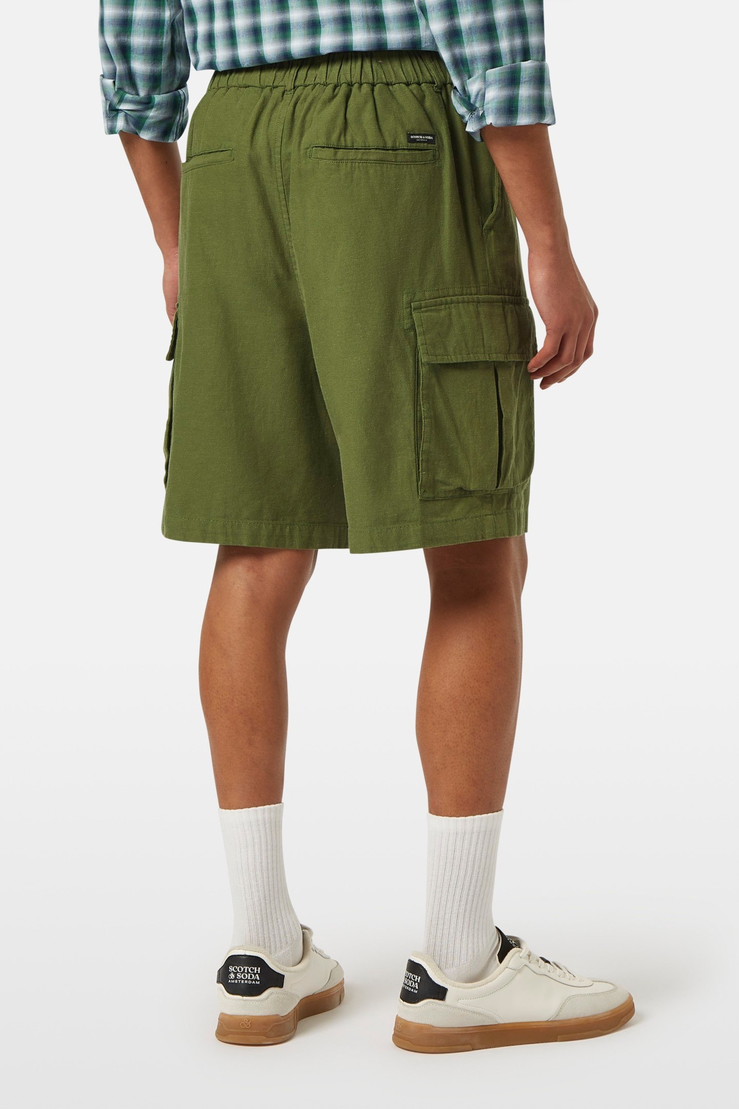 COTTON-LINEN RELAXED FIT CARGO SHORT ARMY 7