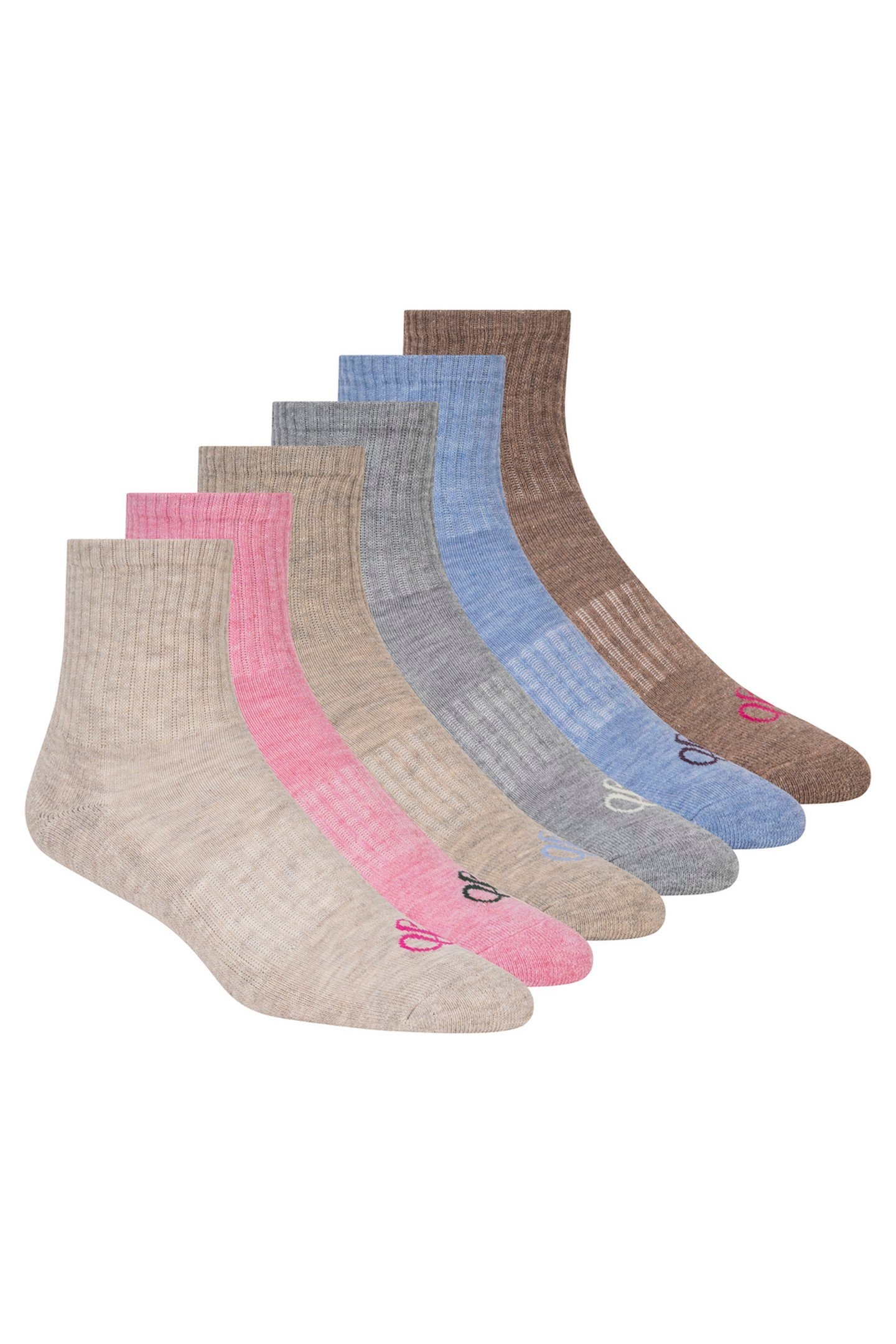 6PK WOMENS 1/2 TERRY LOW CREW IVORY 8