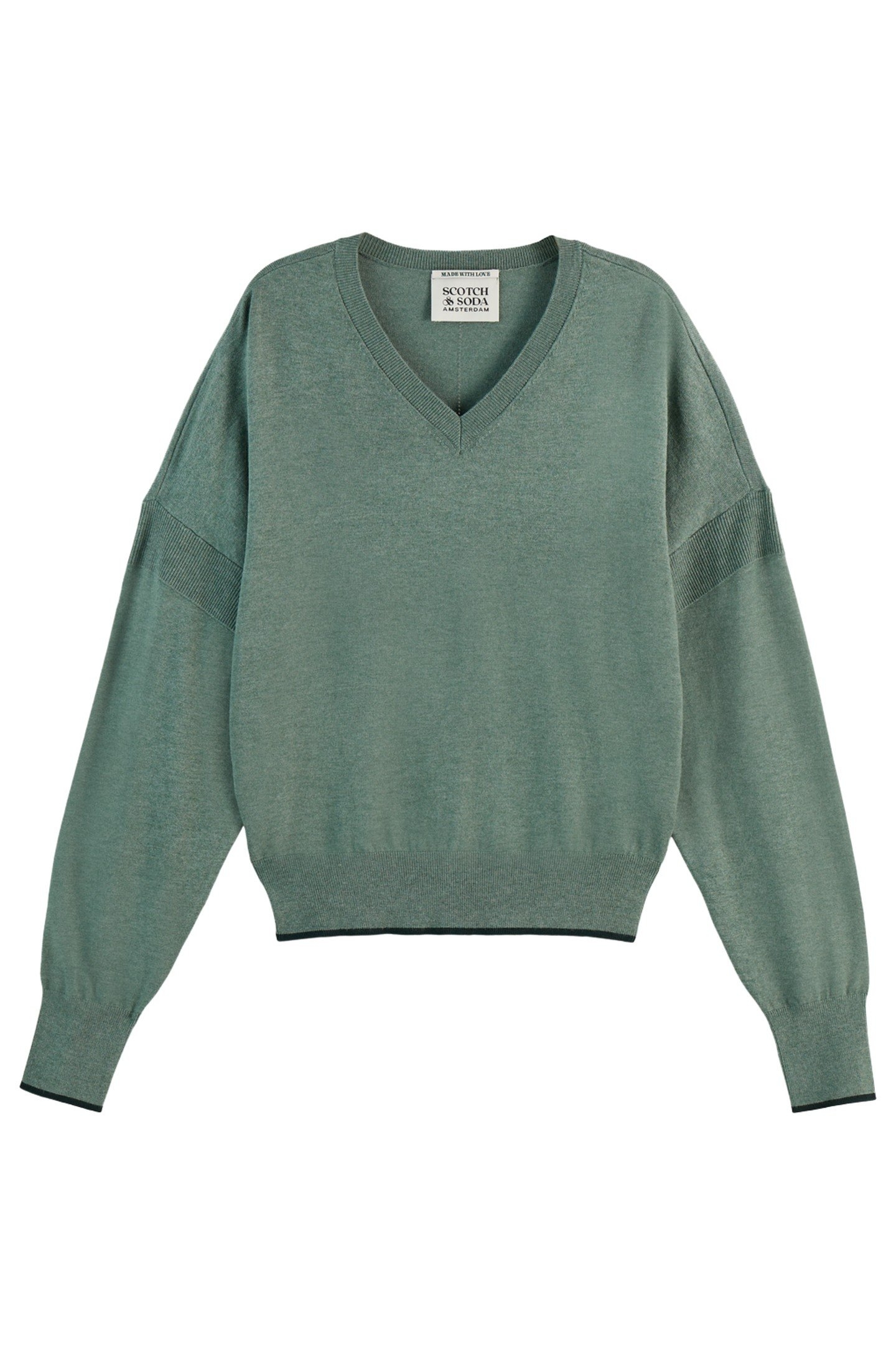 V-NECK RELAXED PULLOVER PARK GREEN MELANGE 2