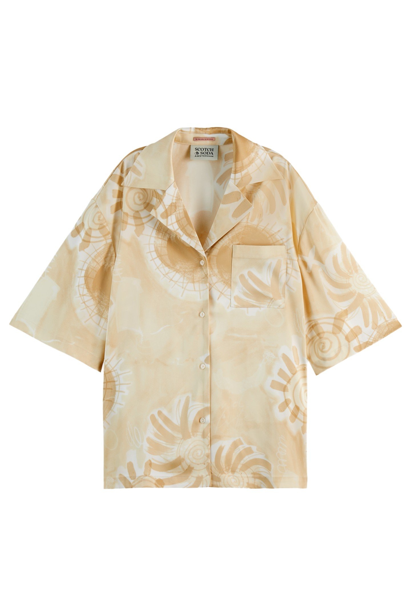 SATIN PRINTED SHORT SLEEVE SHIRT ABSTRACT SUN SAND 5