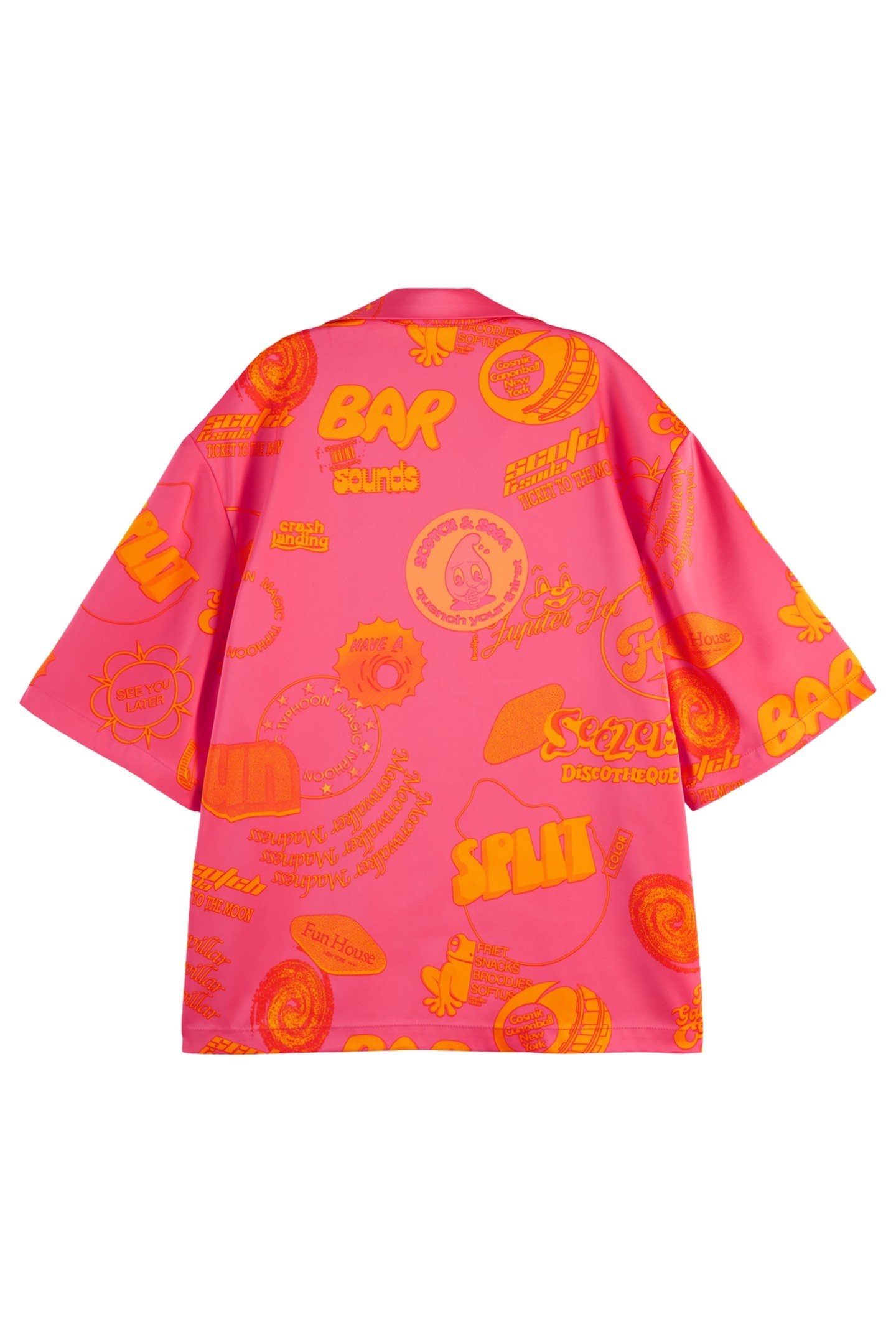 SATIN PRINTED SHORT SLEEVE SHIRT LUNAR PIER PINK 7