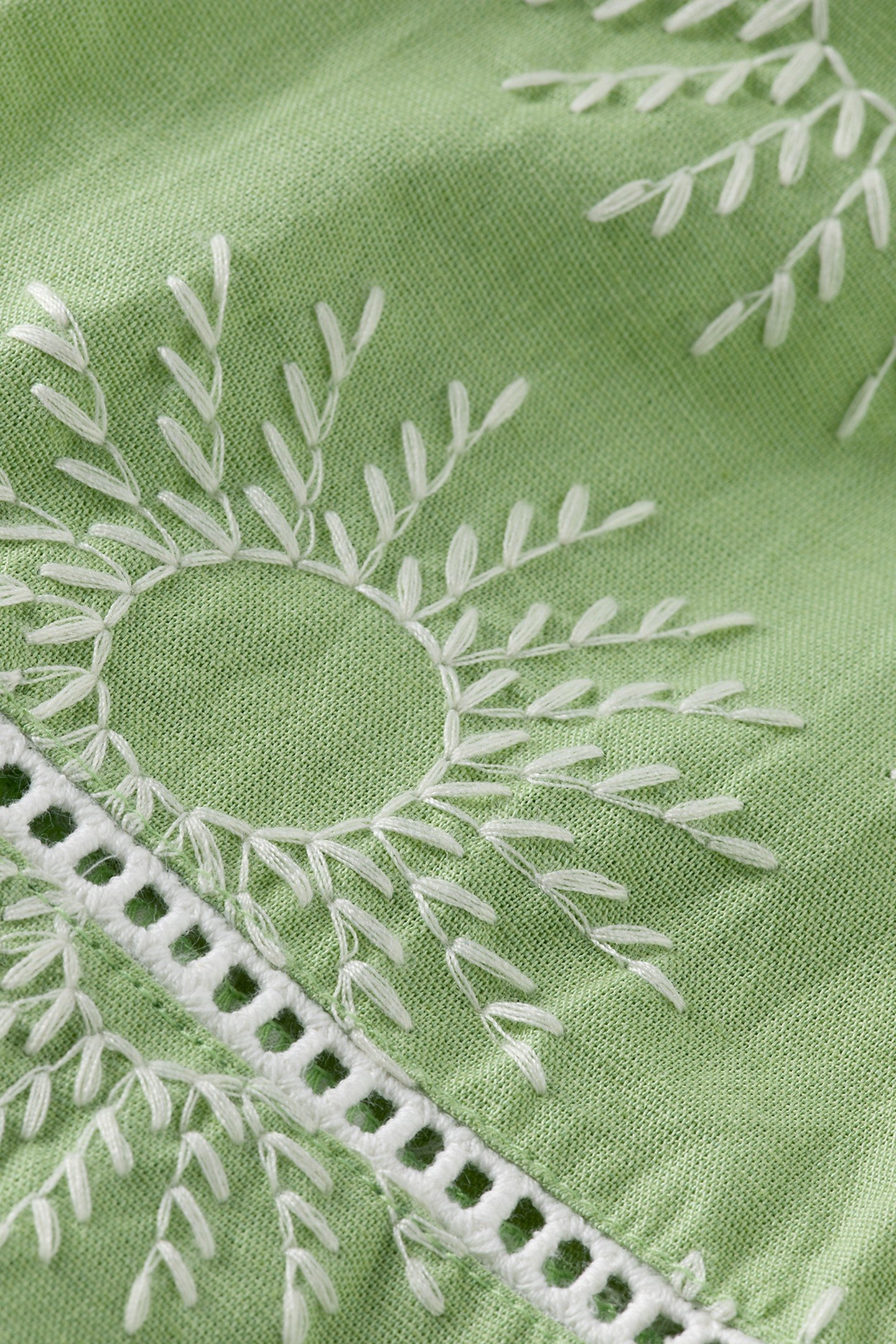 COTTON LINEN EMBROIDERED SHORT SLEEVE SHIRT PISTACHIO 5