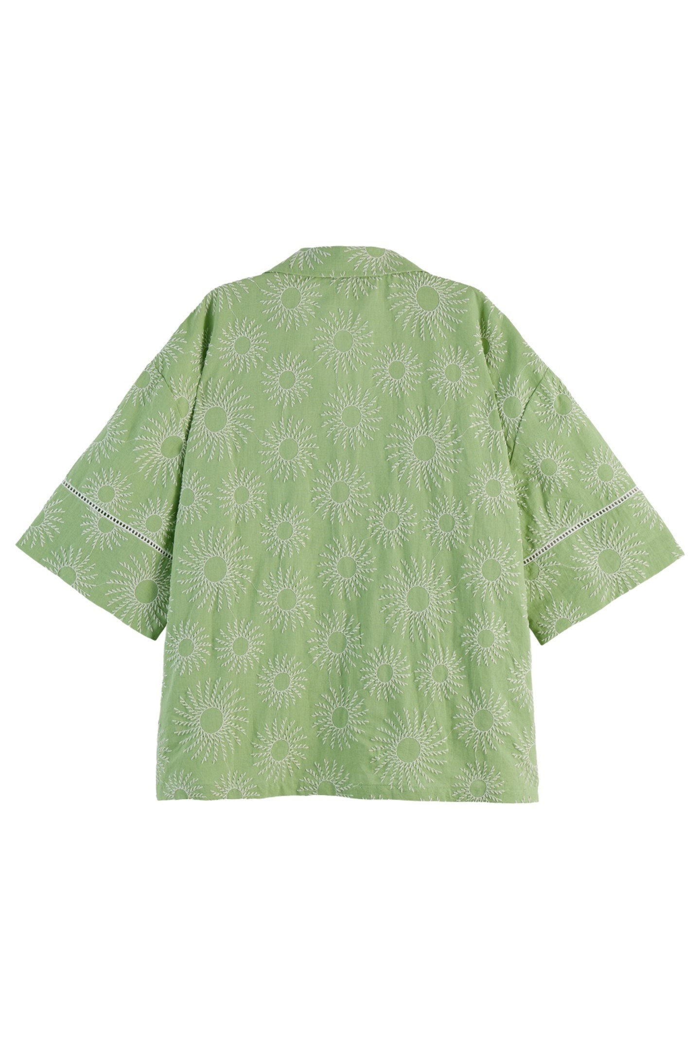 COTTON LINEN EMBROIDERED SHORT SLEEVE SHIRT PISTACHIO 6