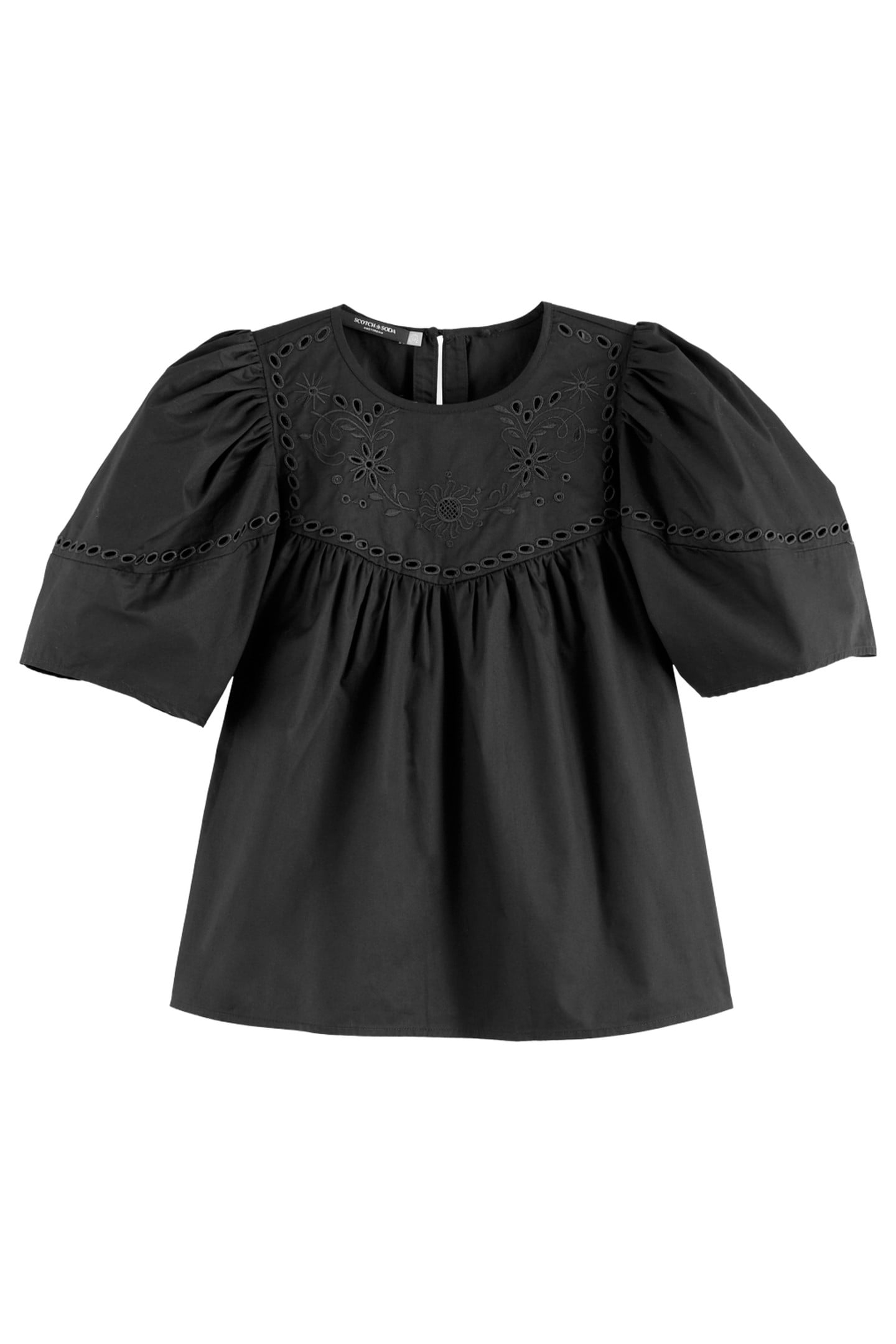 COTTON TWILL EMBROIDERED TOP BLACK 4