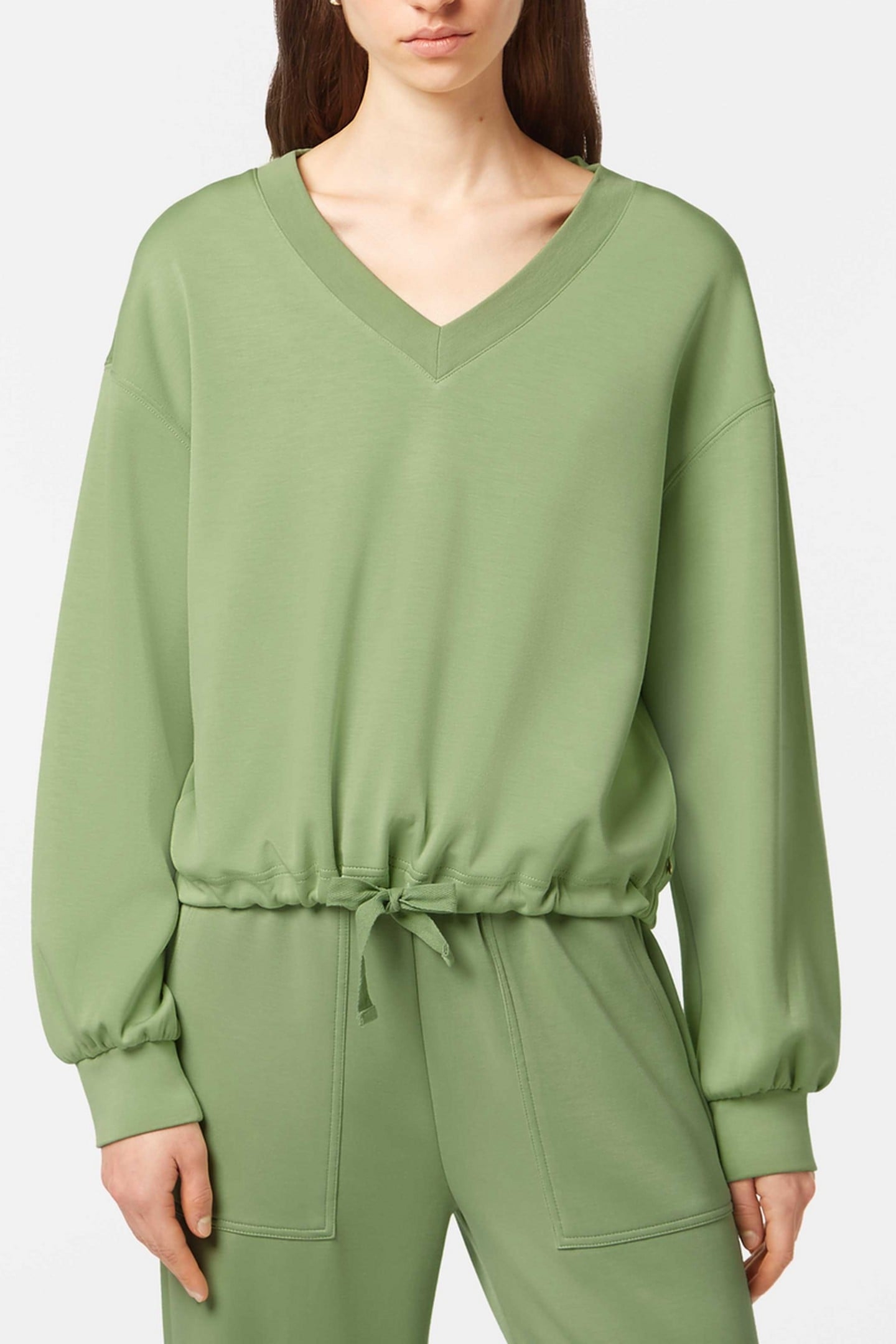 V-NECK MODAL SWEATSHIRT PISTACHIO 2