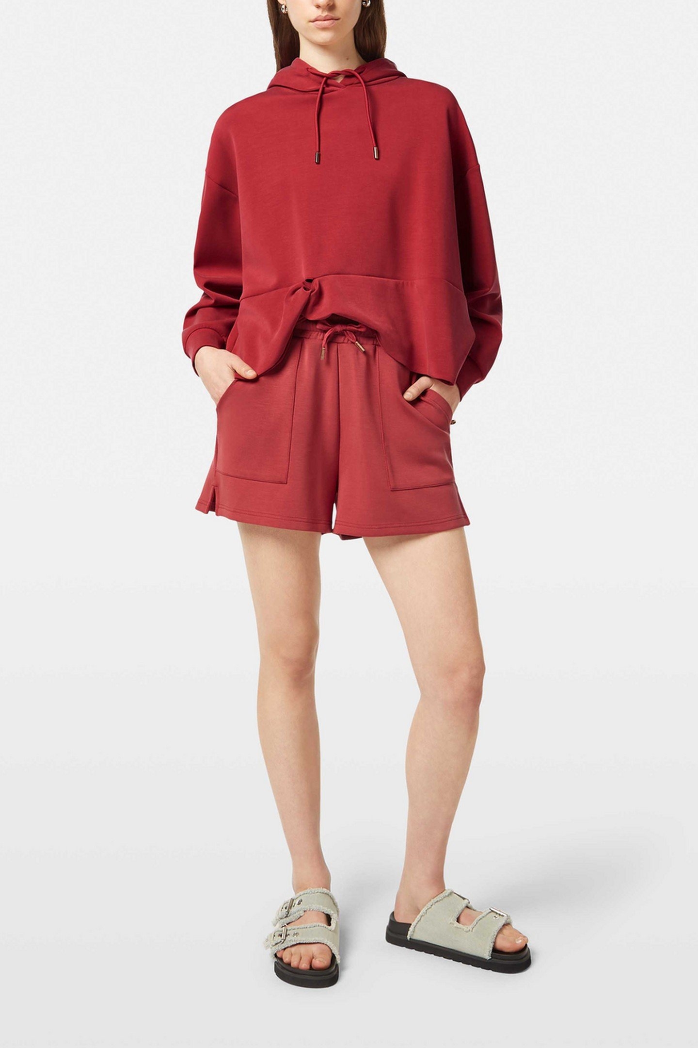 TENCEL HOODIE WITH TWISTED HEM ROADSIDE RED 7