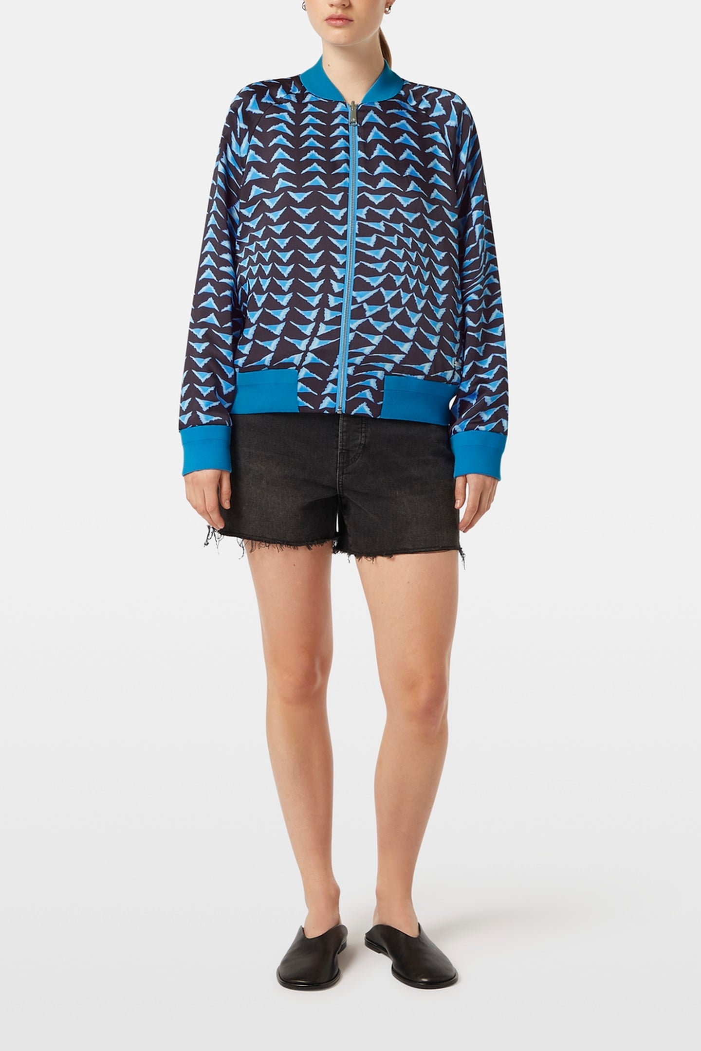 REVERSIBLE PRINTED BOMBER HOUSE OF MIRRORS BLUE/ BLACK 1