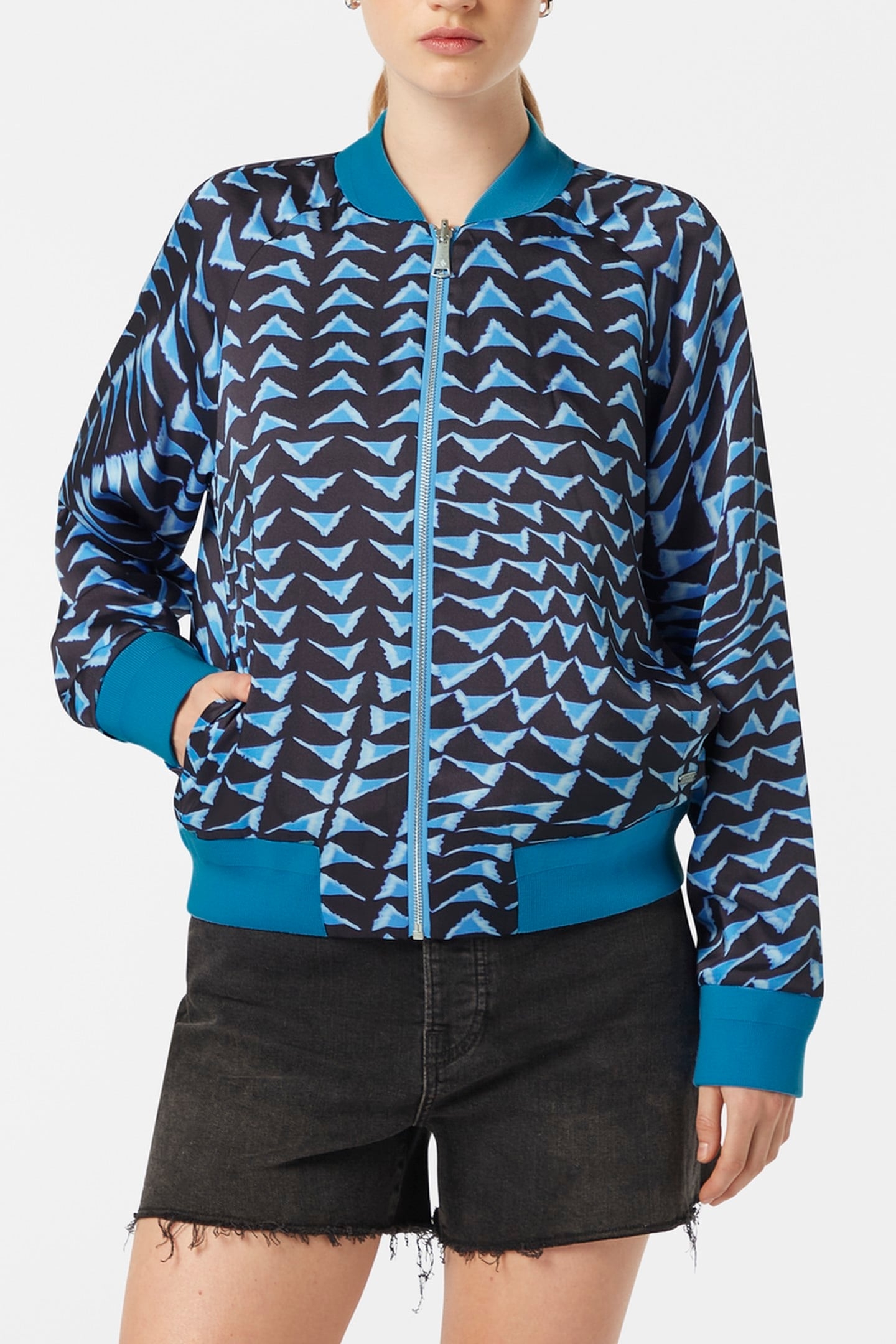 REVERSIBLE PRINTED BOMBER HOUSE OF MIRRORS BLUE/ BLACK 2