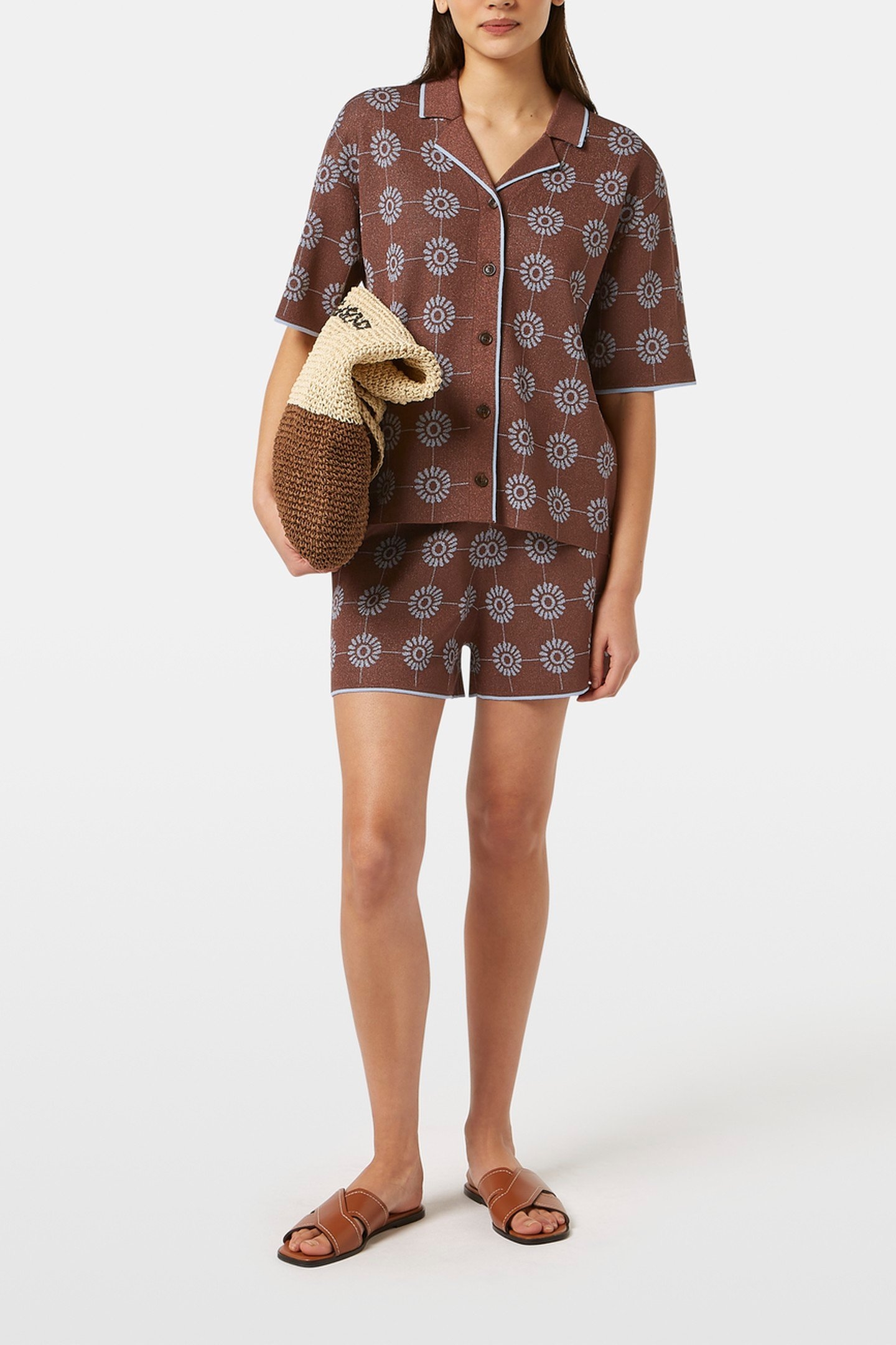 JACQUARD KNITTED SHORTS COLD BREW 1