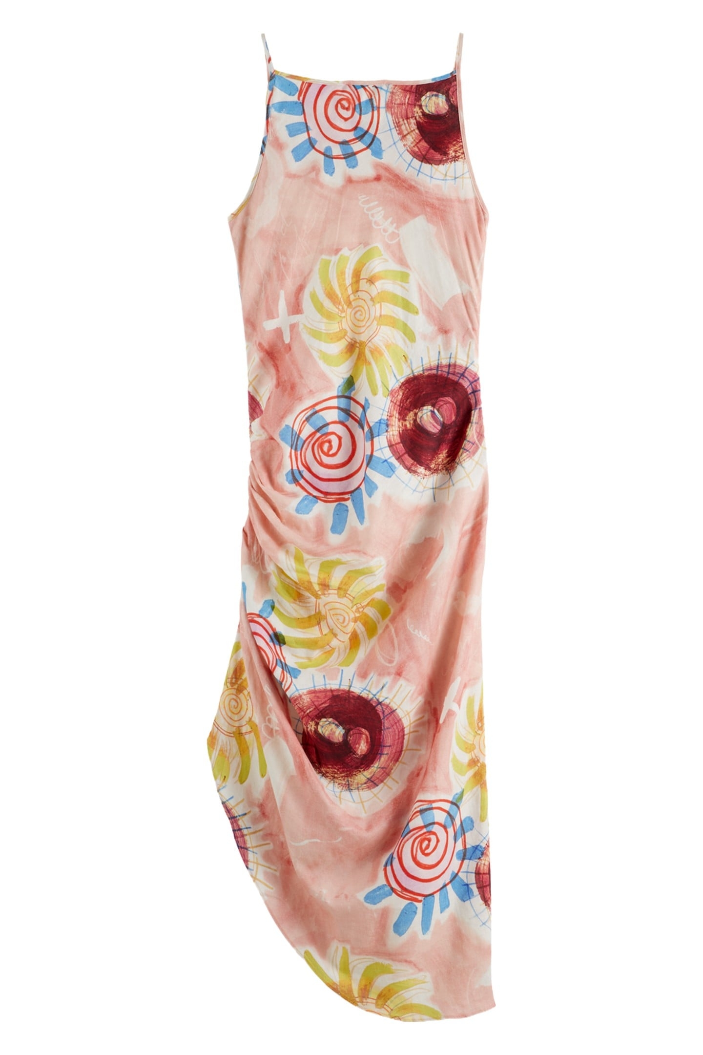 LINEN VISCOSE PRINTED MINI DRESS ABSTRACT SUN PINK 4