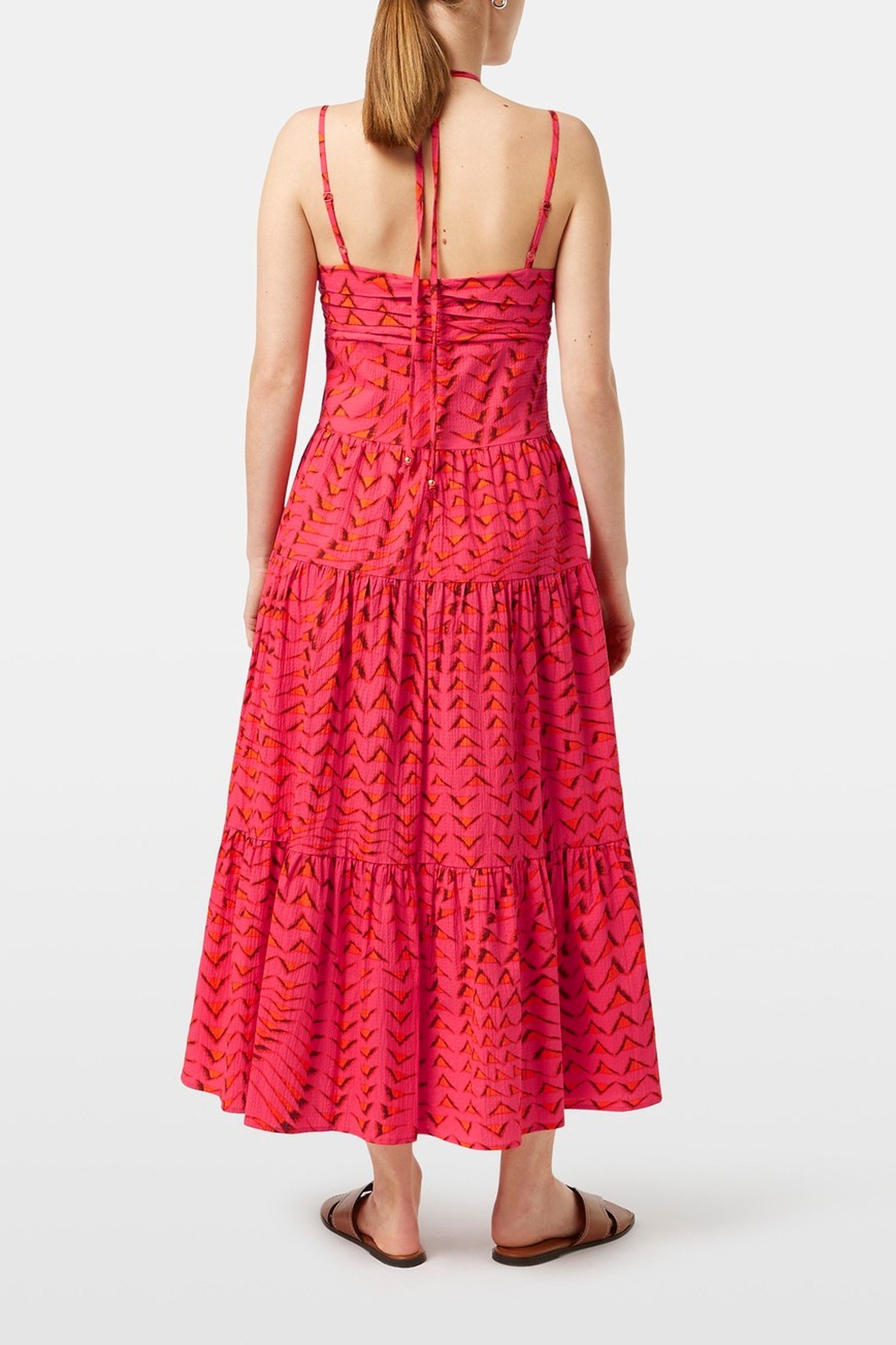 COTTON SEERSUCKER MIDI DRESS HOUSE OF MIRRORS PINK 3